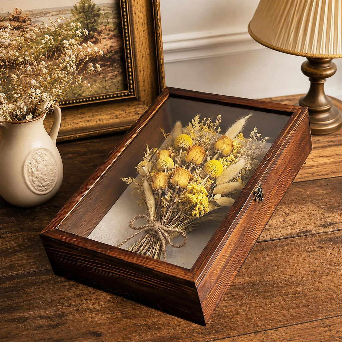 Muzilife 12x16 Rustic Shadow Box Pine Wood Picture Frame, 3.94 Deep, Brown | FSC-Certified Solid Pine | Tempered Glass