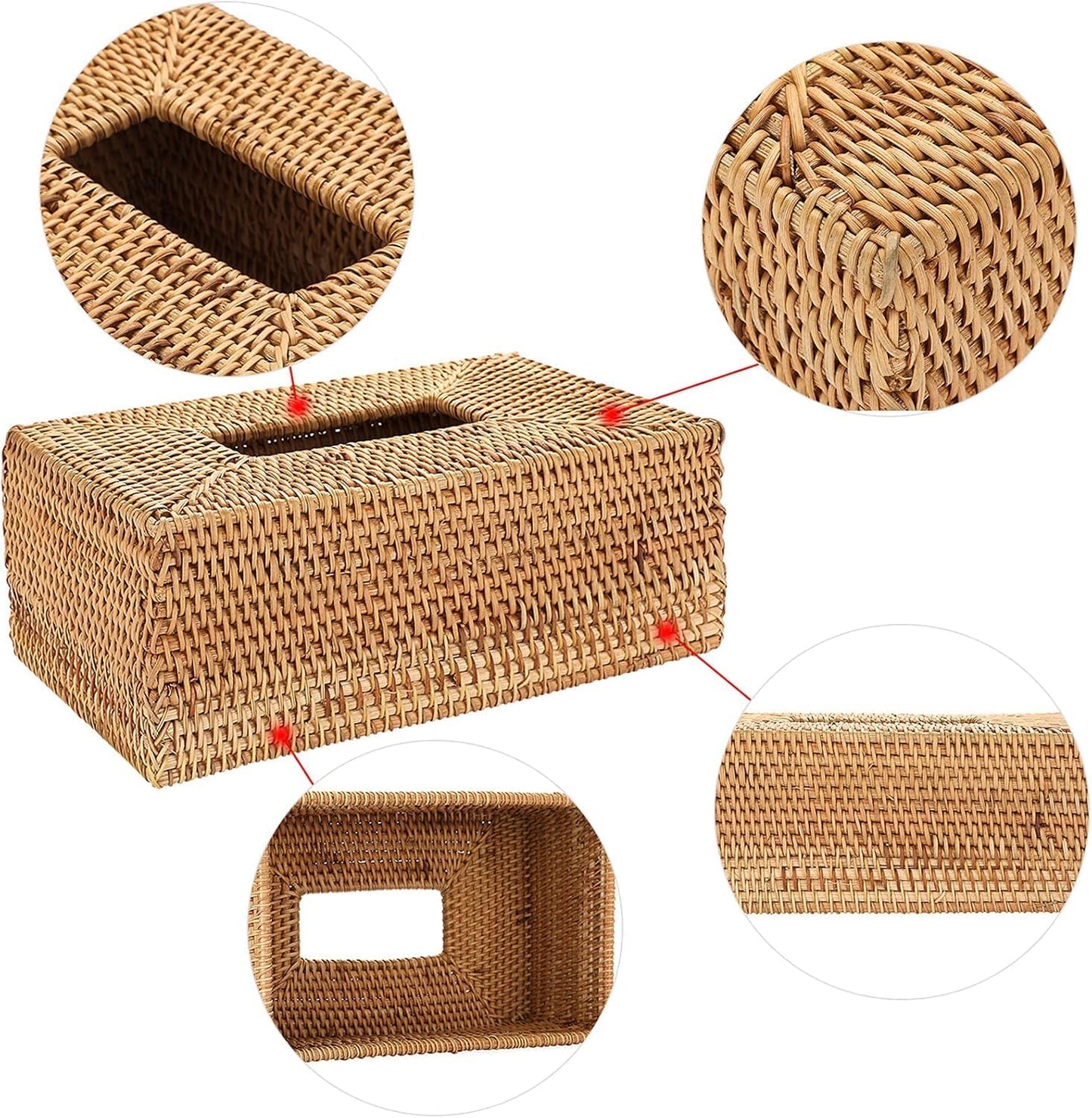 Set 2 of pcs Rectangular Rattan Woven Tissue Box Cover Holder