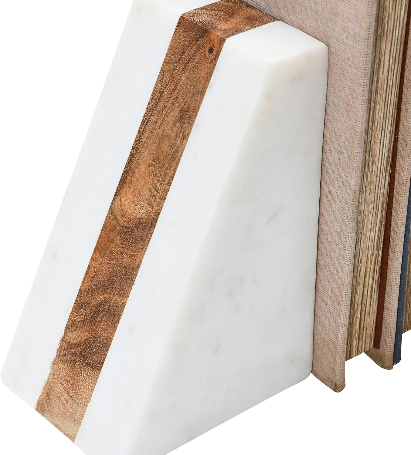 Marble Geometric Bookends / White