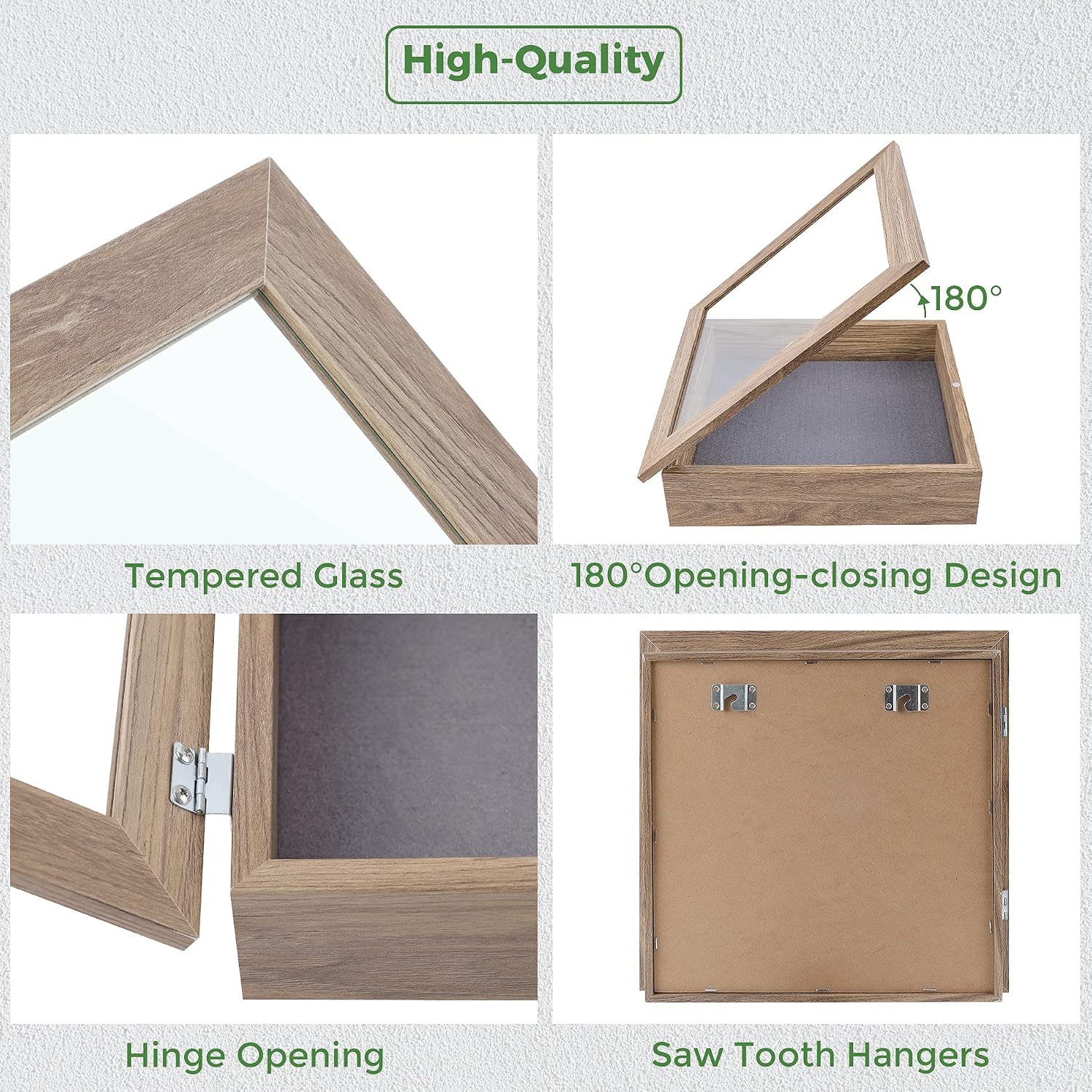 Frametory 11x11 Shadow Box Frame Display Case, 2-inch Depth (Tan) | Strengthened Glass Cover, Display Box for Wall and