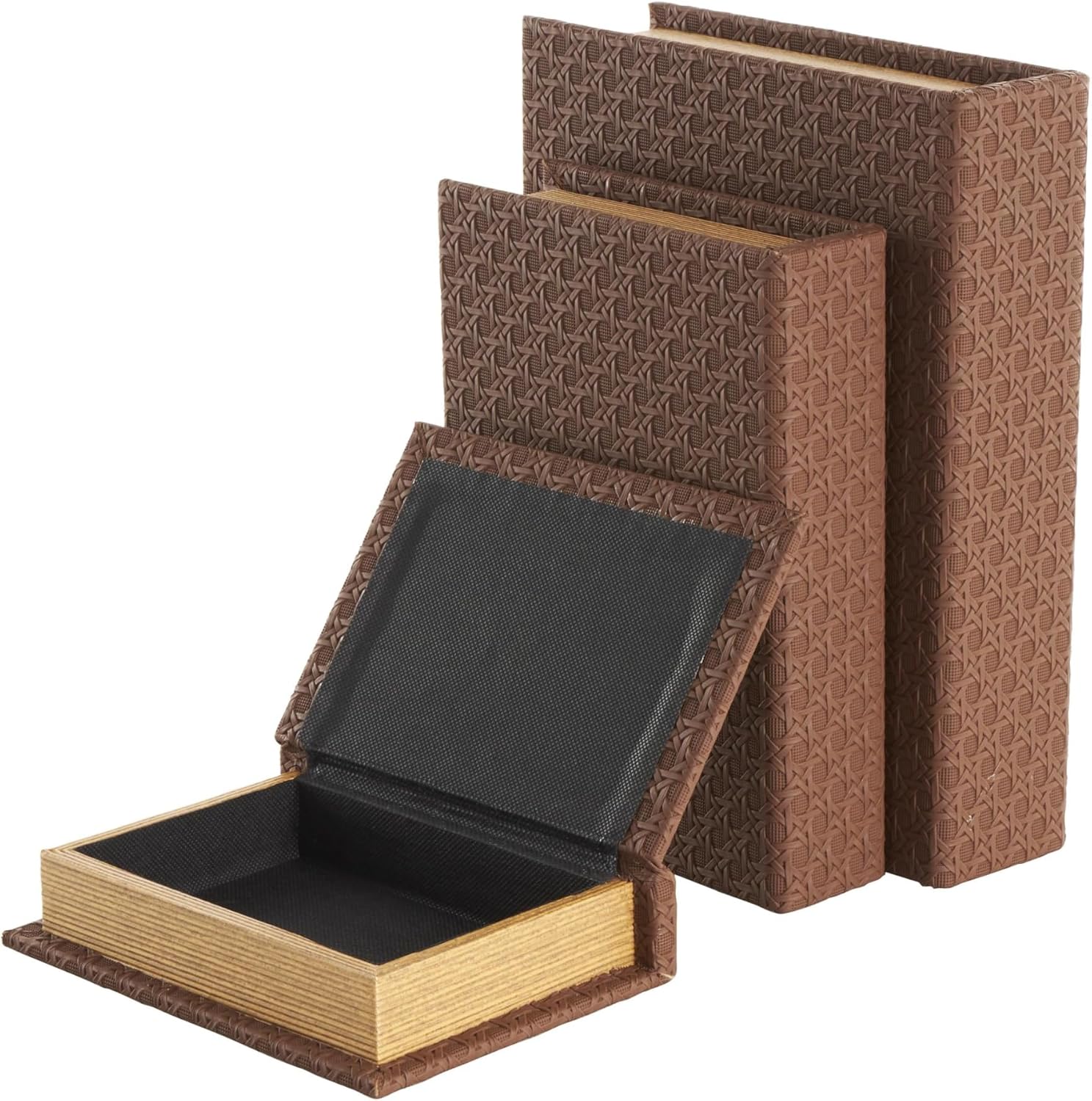 Faux Leather Decorative Box Book Shaped Book Shaped / Brown / 12", 10", 8"H / 8 Inch / Set of 3