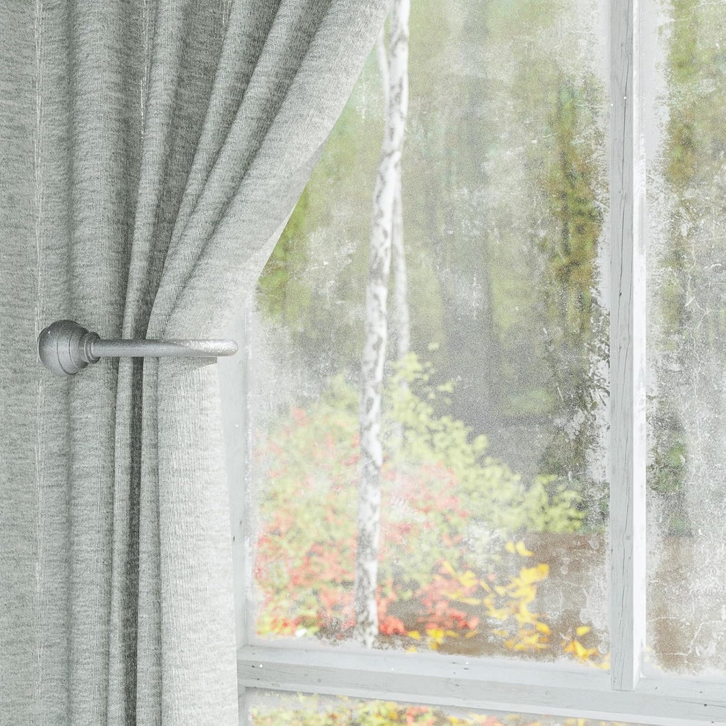 Hion Curtain Holdbacks Silver 6pcs, Curtain Tiebacks Wall Mounted Hooks | Curtain Holders for Drapes, One-Piece Metal