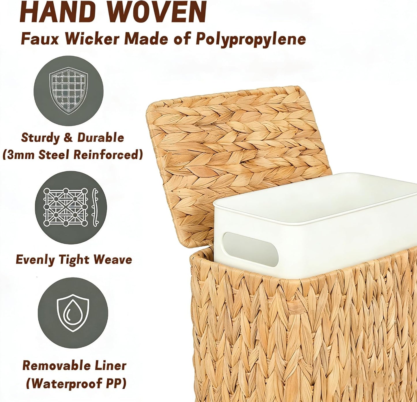 Water Hyacinth Wicker Waste Basket / Small / Natural