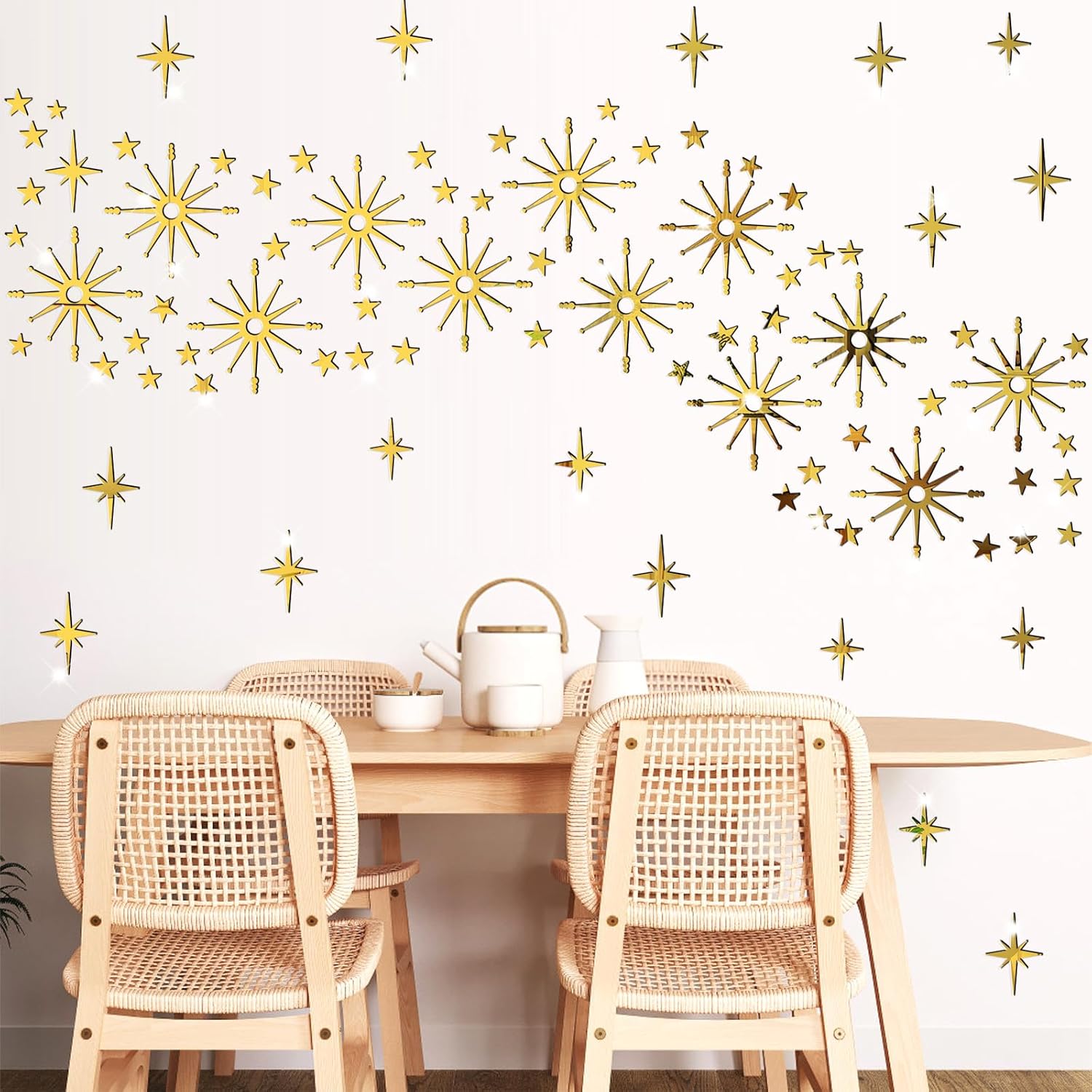 Star Wall Decals Gold Stars Stickers Ceiling Decor Removable Acrylic Mirror Decal Peel / Retro Gold