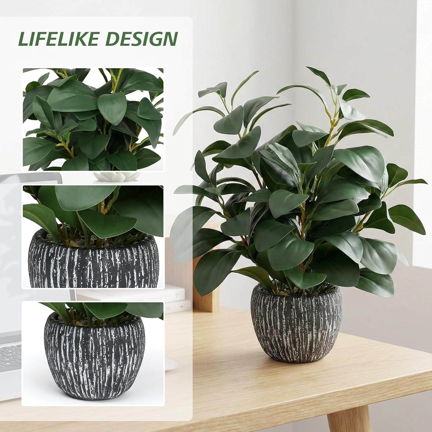 Lifelike Potted Faux Plants / Artificial Plants / 13.2 Inch