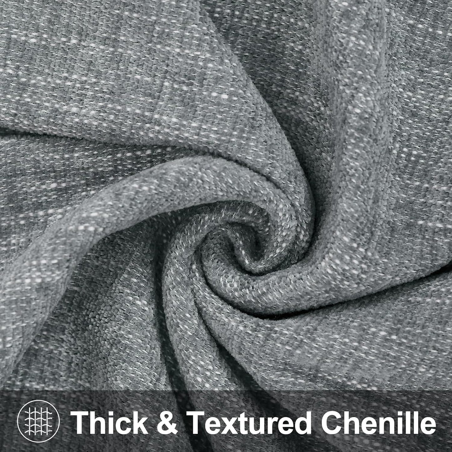 Spring Chenille Decorative Throw Pillow Covers / Grey / 18 x 18 / Set of 2