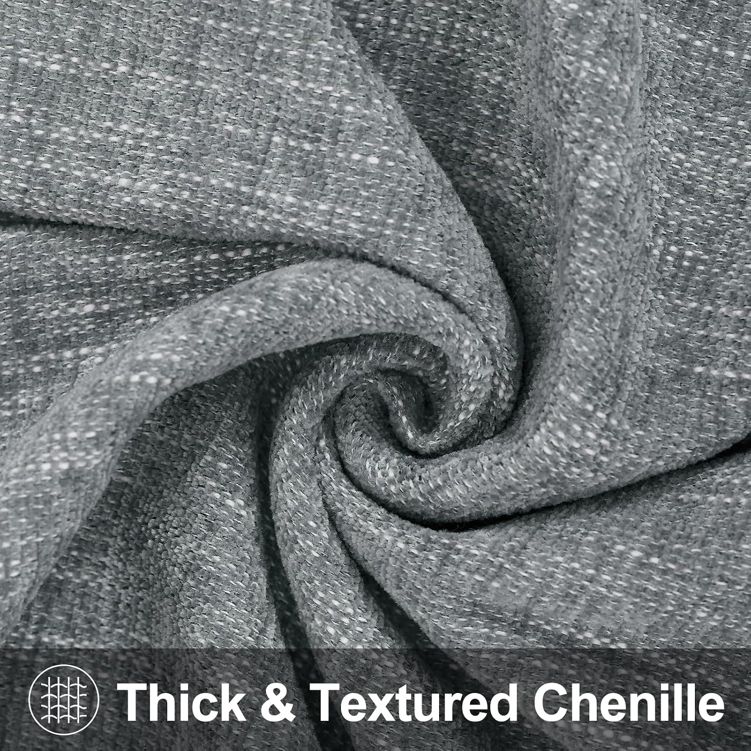 Spring Chenille Decorative Throw Pillow Covers / Grey / 18 x 18 / Set of 2