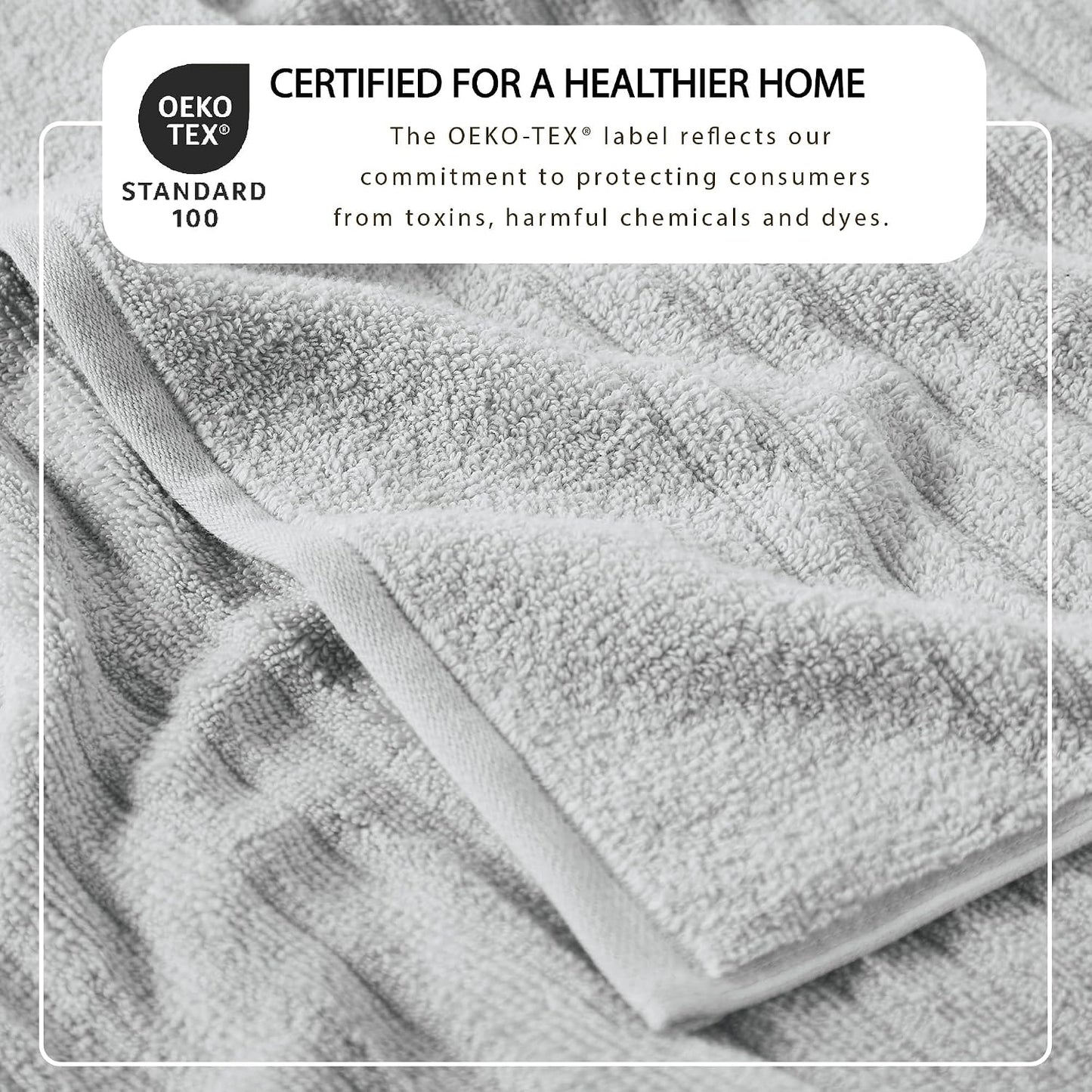 Great Bay Home Bath Towel Set - 100% Cotton 6 Piece Towel Set - Absorbent & Quick-Dry Towels for Bathroom (Light Blue)