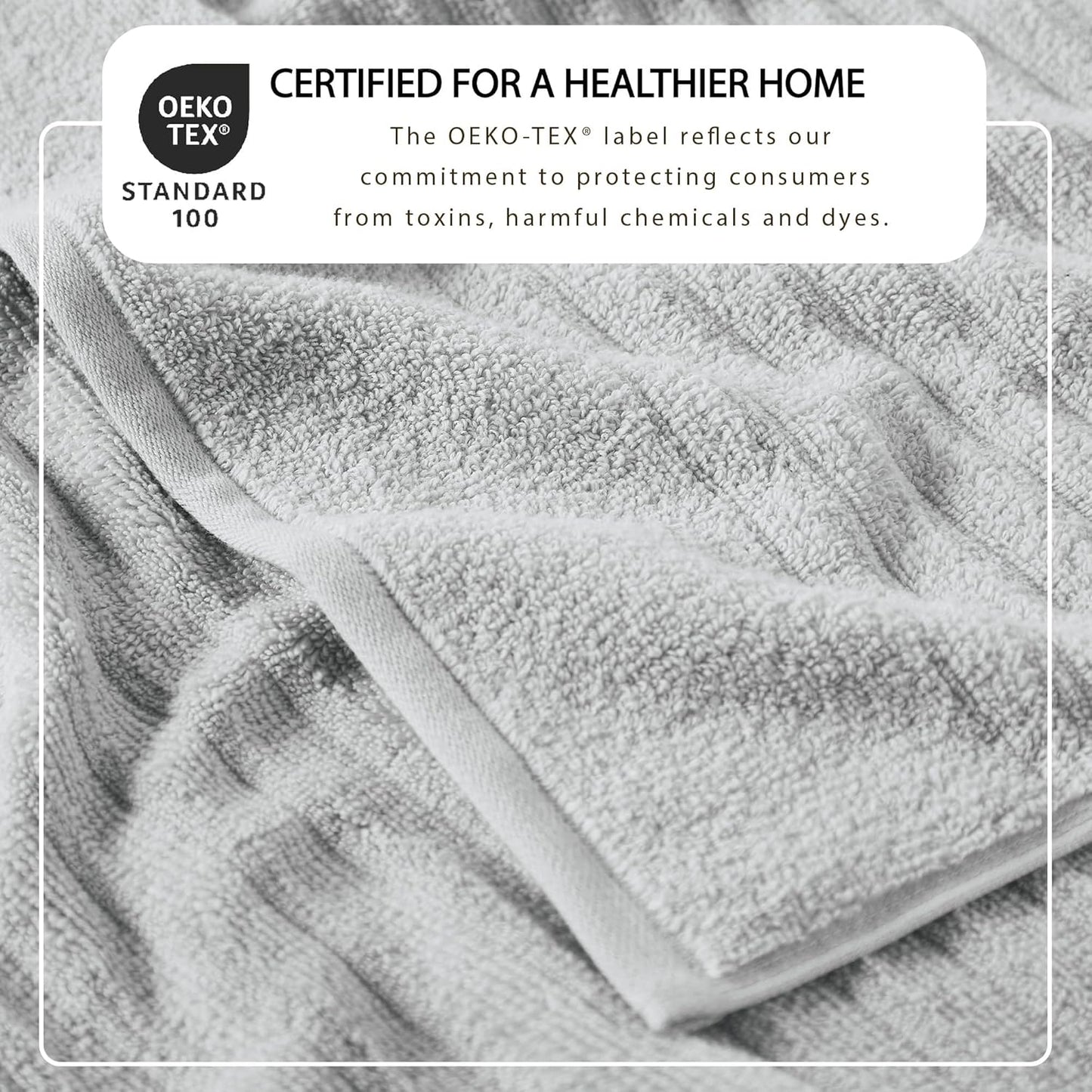 Great Bay Home 4 Pack Bath Towel Set - 100% Cotton Towels - Absorbent & Quick-Dry Towels for Bathroom (Light Blue)