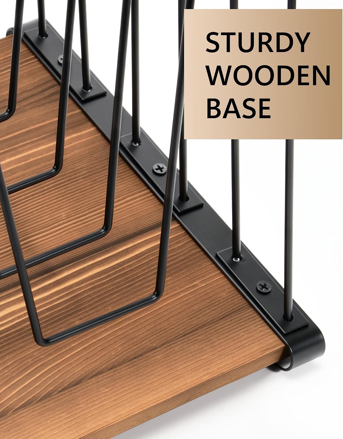 HULISEN 2 Pack Desk File Organizer, 5-Section Desktop File Folder Holder | Visible Tiered Design, Metal Rack with Wood
