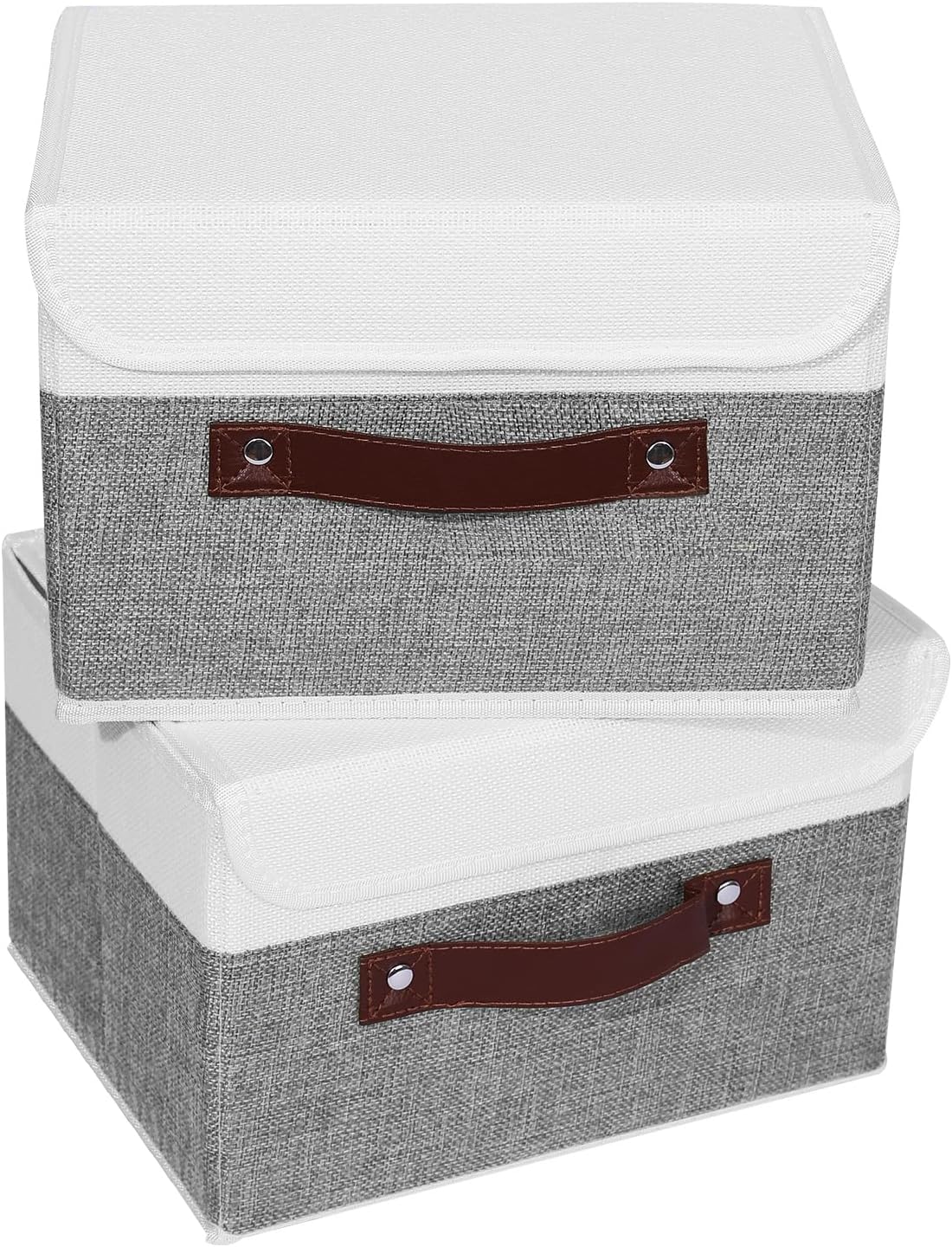 Storage Boxes / Lid Washable Decorative Storage Bins Basket / Small / Gray White / Set of 2