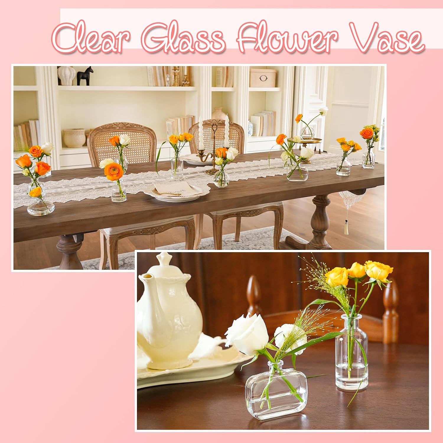 Glass Bud Vase in Bulk / Clear / Set of 12