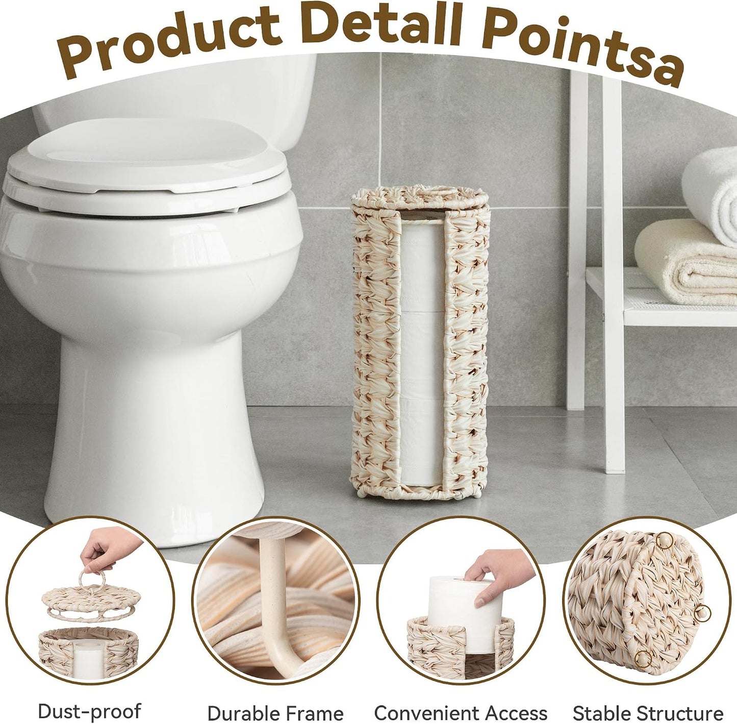 GRANNY SAYS Wicker Toilet Paper Holder Basket, Toilet Paper Storage Holder | Bathroom Toilet Paper Holder Stand, Woven