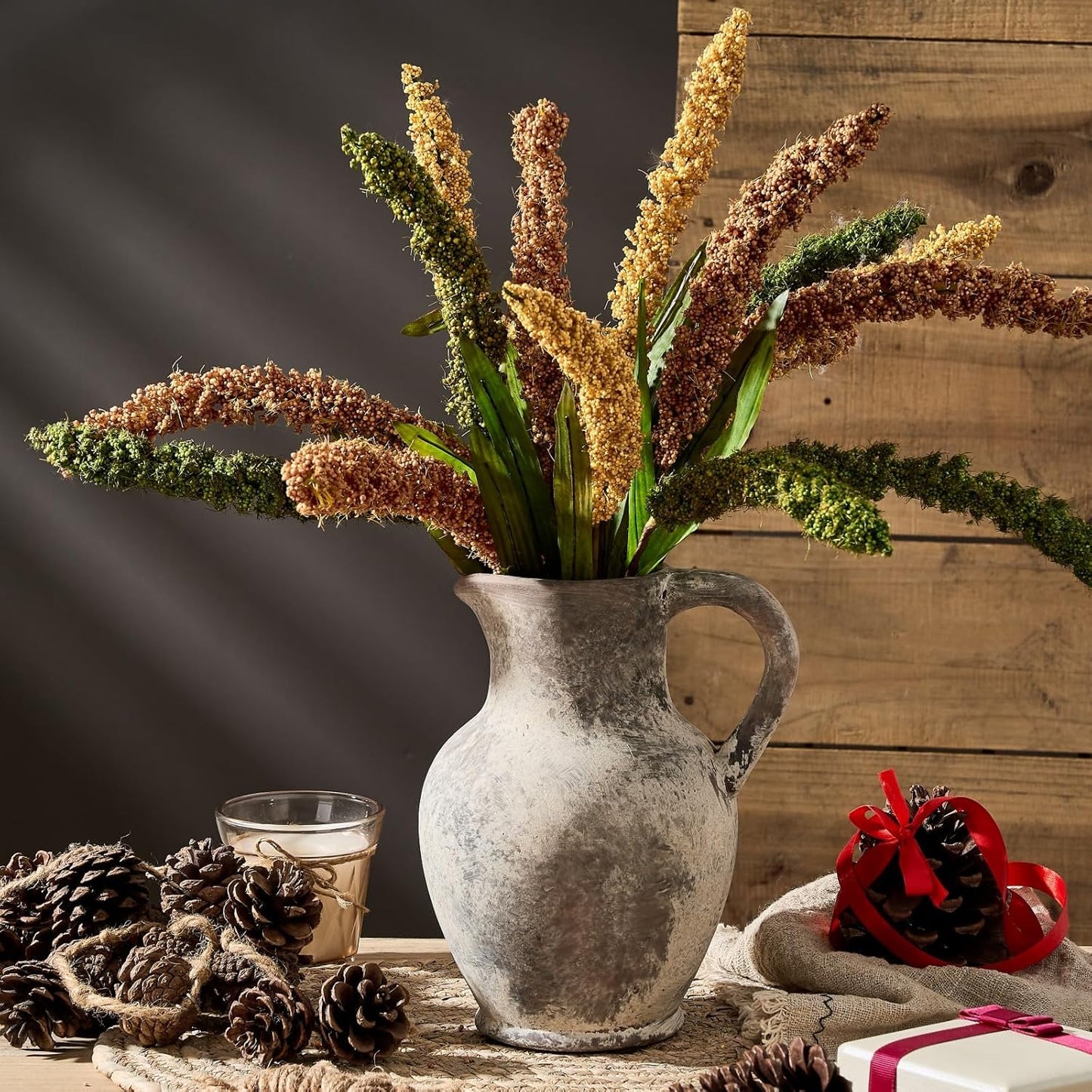 Ceramic Rustic Farmhouse Vase / Gray