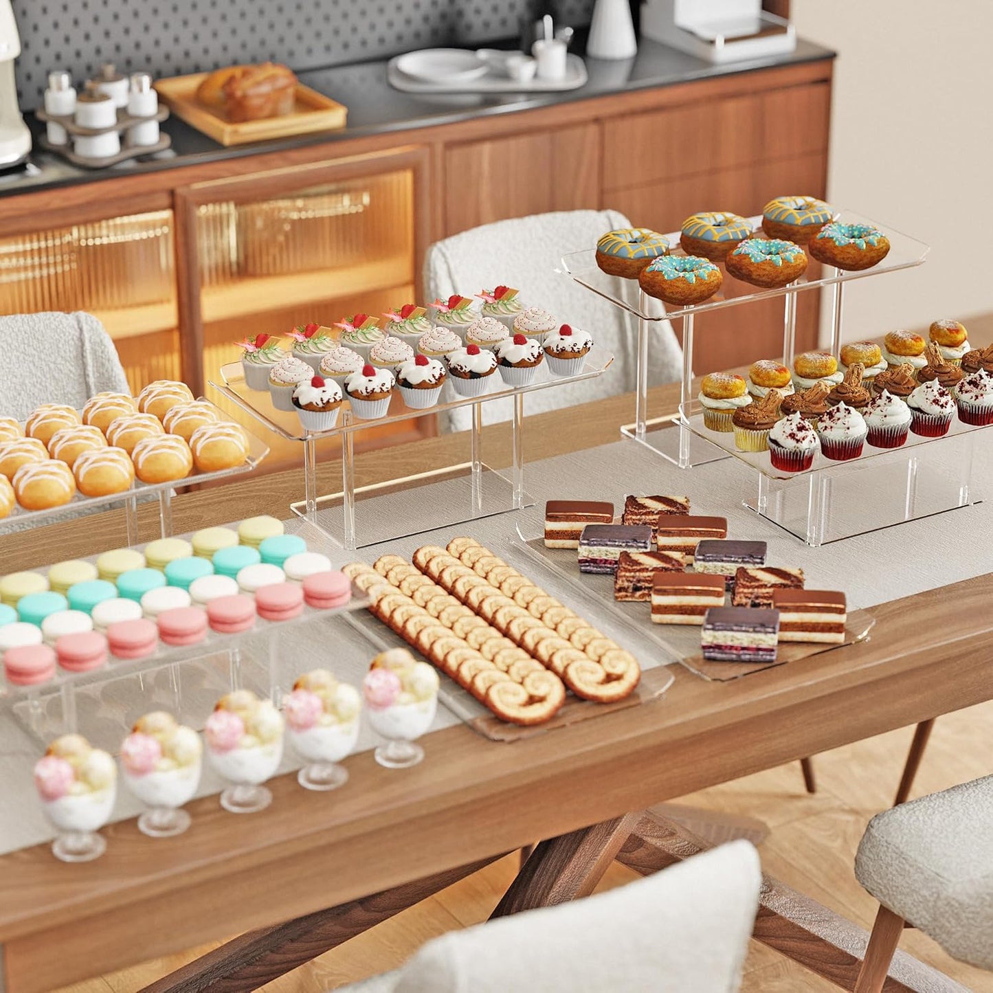 Acrylic Dessert Display Stands / Clear / Set of 6