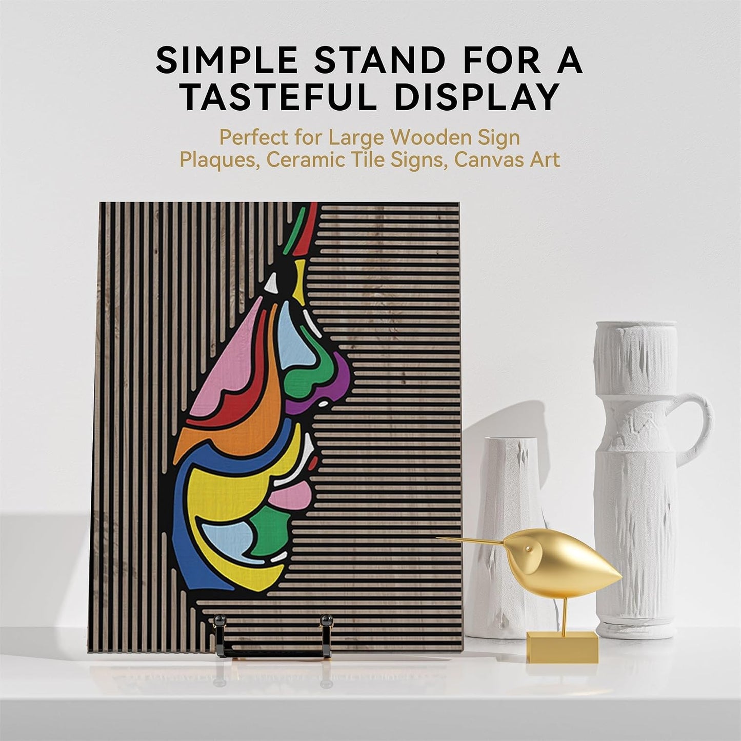 IPAME 16 Inch Heavy Duty Plate Stand (2 Pack) - Metal Display Easel for Large Plates, Picture Frames, Signs, Posters