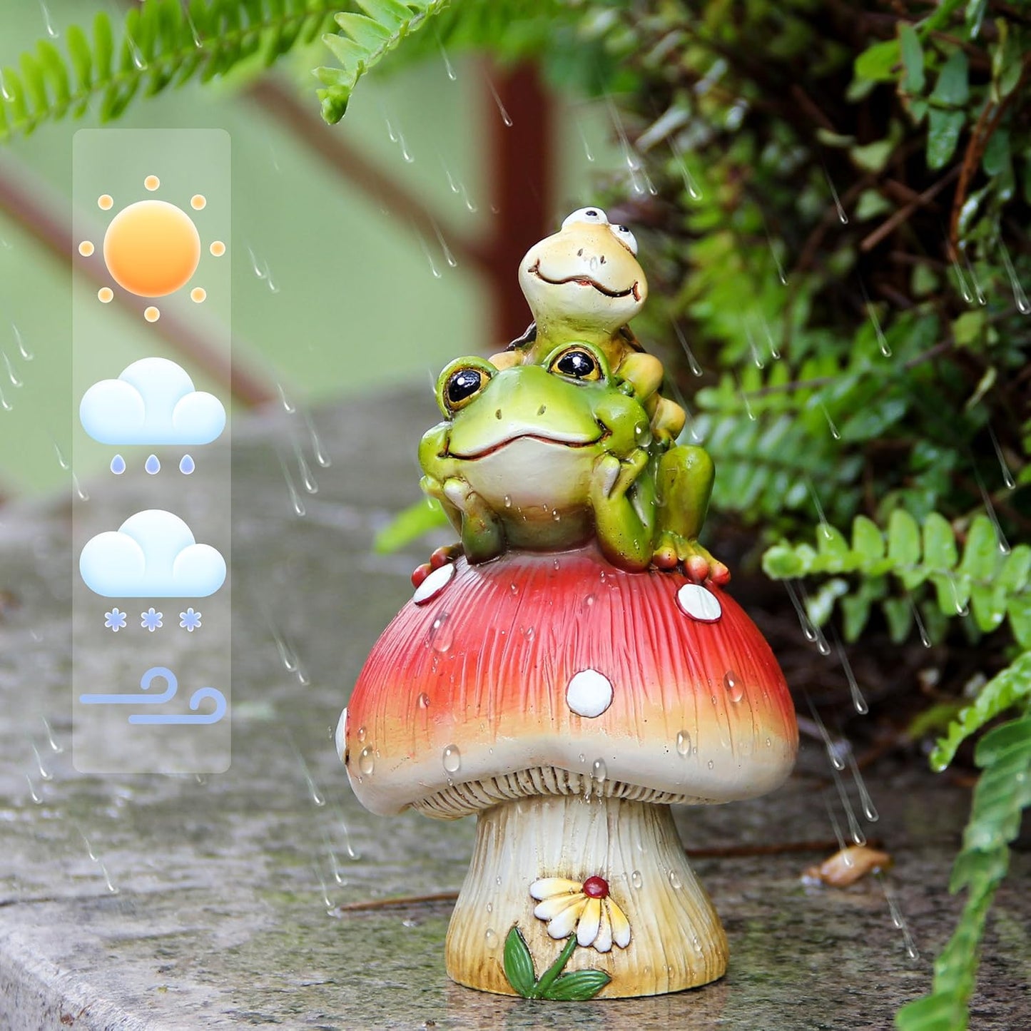 Frog Statue&Mushroom Figurines / Green
