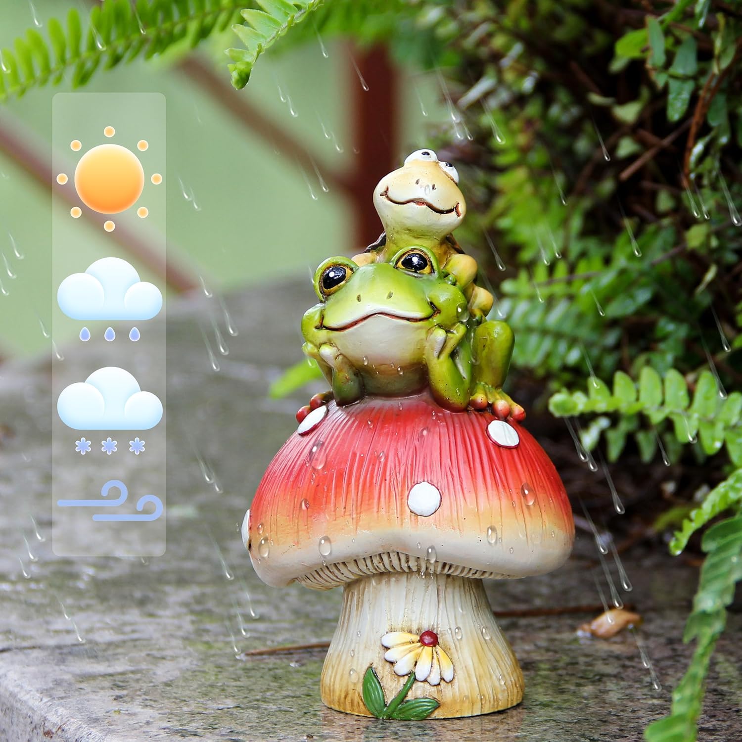 Frog Statue&Mushroom Figurines / Green