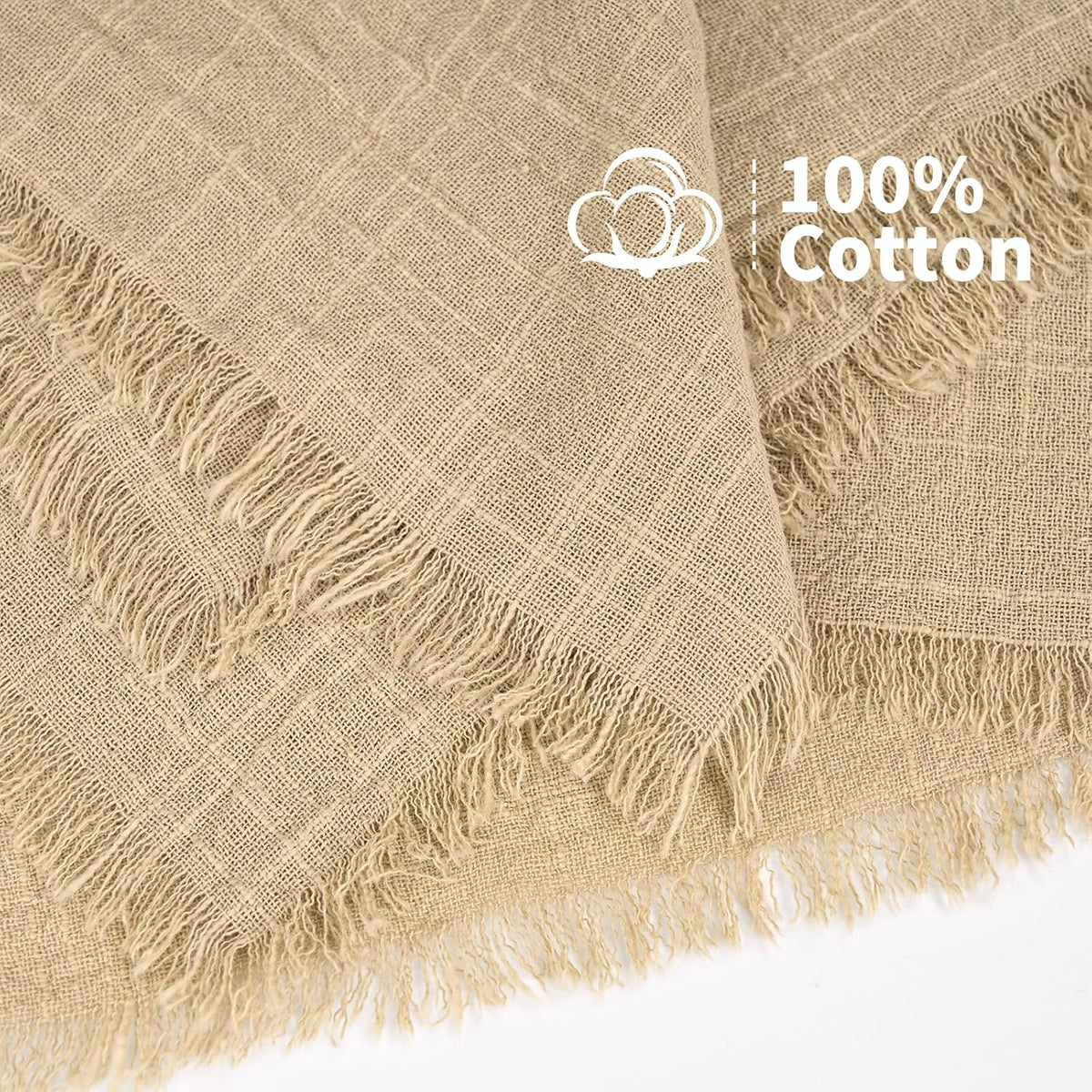 Showgeous 60 Pack Caramel Cloth Napkins with Fringe, 16x16 inch 100% Cotton | Caramel Napkins Handmade Dinner Napkins