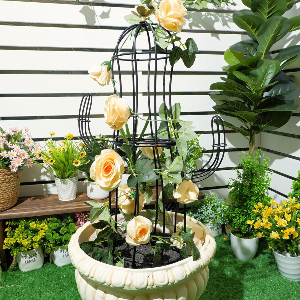 8”x28” Metal Obelisk Trellis for Climbing Plants & Garden Decor | Stylish Metal Plant Support for Climbing Vines &