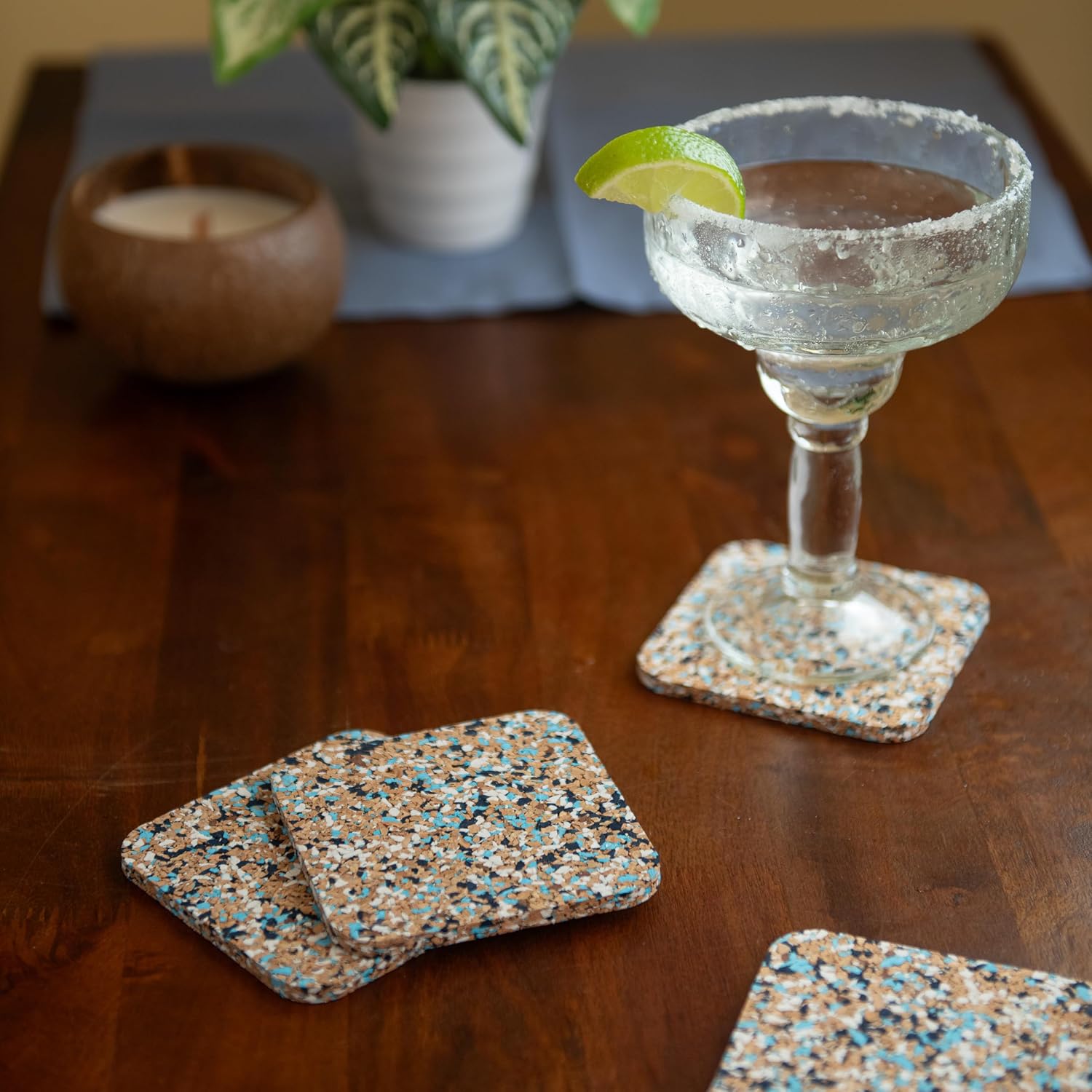 Colorful Drink Coaster / Blue / Set of 4