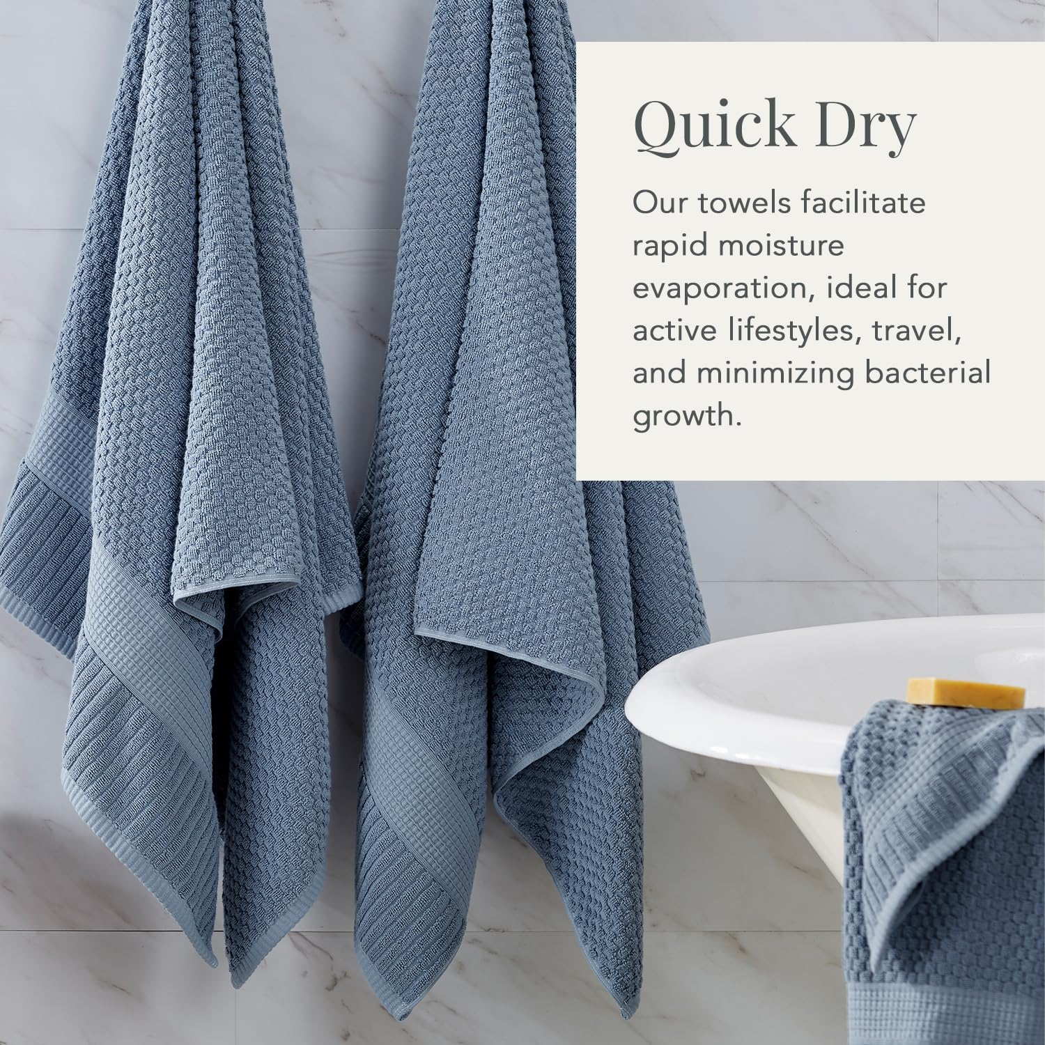 NY Loft 100% Cotton 2-Pack Oversized Bath Towel Set | Flint | Quick-Dry | Two Oversized 35" x 70" Bath Towels / Bath