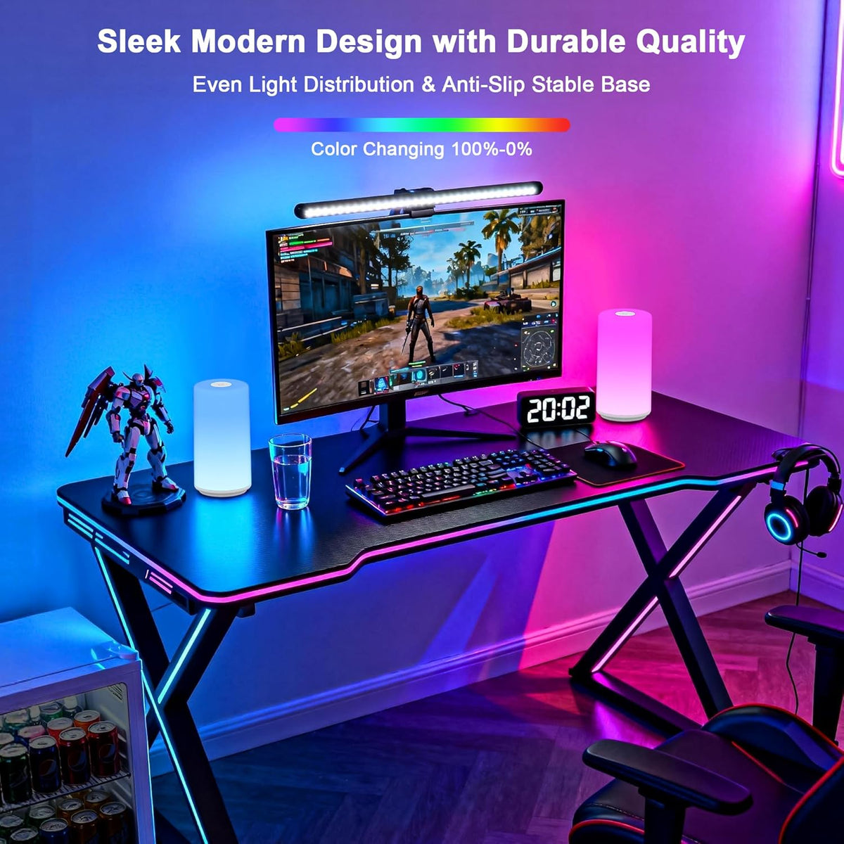 Touch Bedside Table Lamp, [RGB Mode] 3 Way Dimmable Warm White Lights for Bedroom, Multi-Color Smart Nightstand Lamp