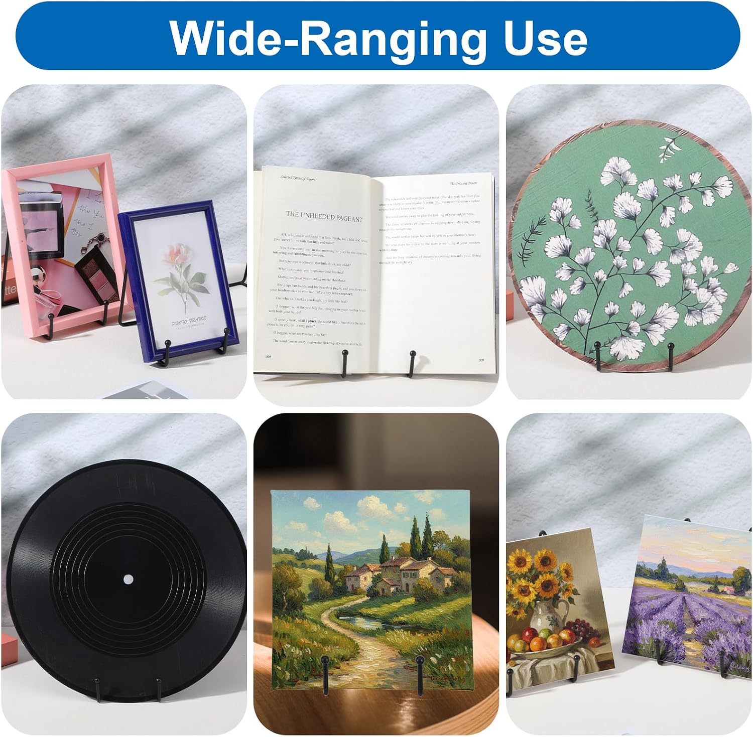 Metal Picture Frame Holders & Easel Stands for Books / Set of 16