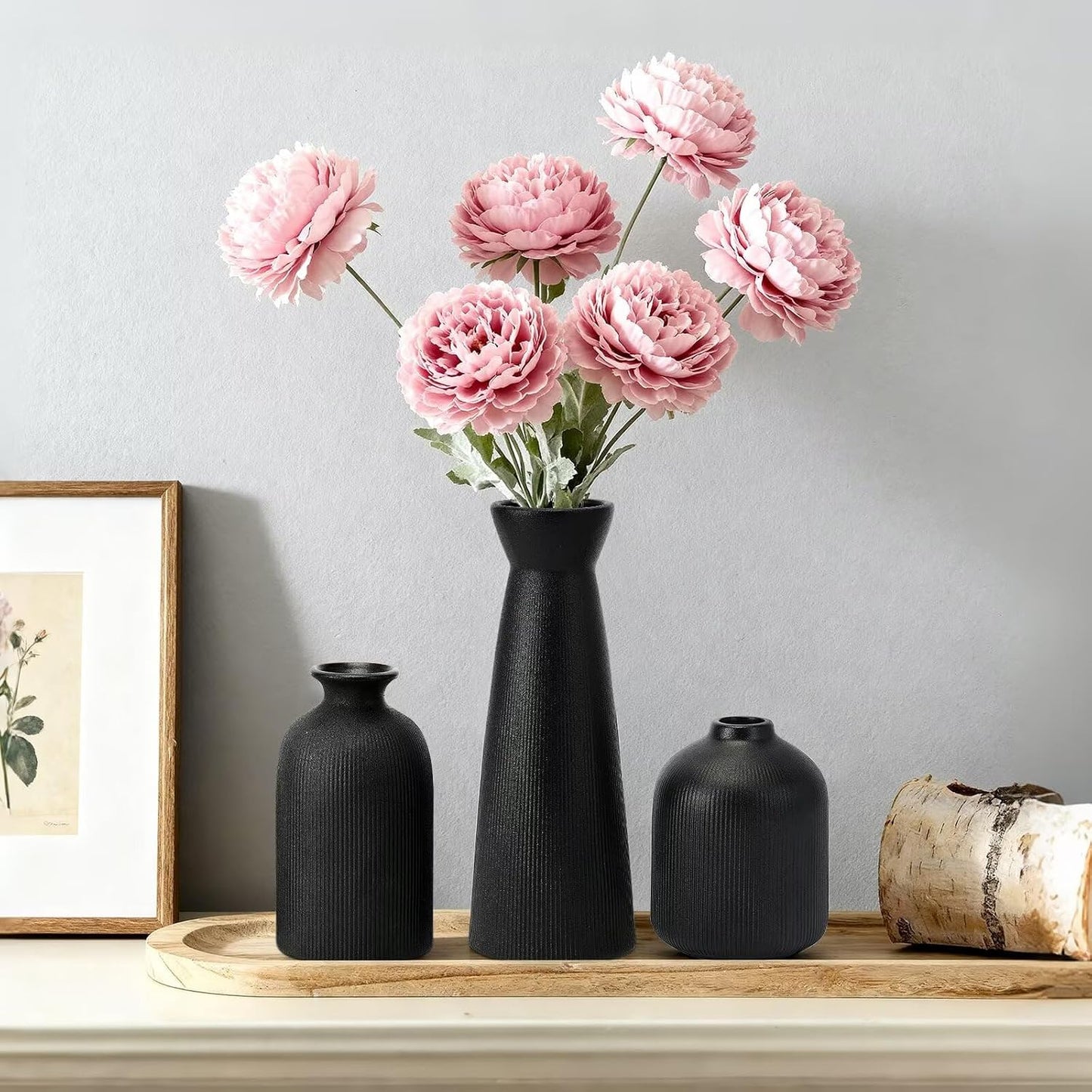 Ceramic Flower Vases / Black / Set of 3