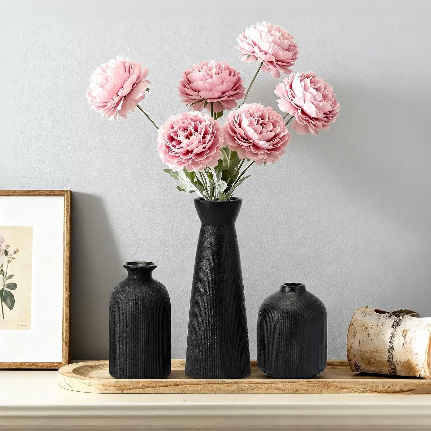 Ceramic Flower Vases / Black / Set of 3