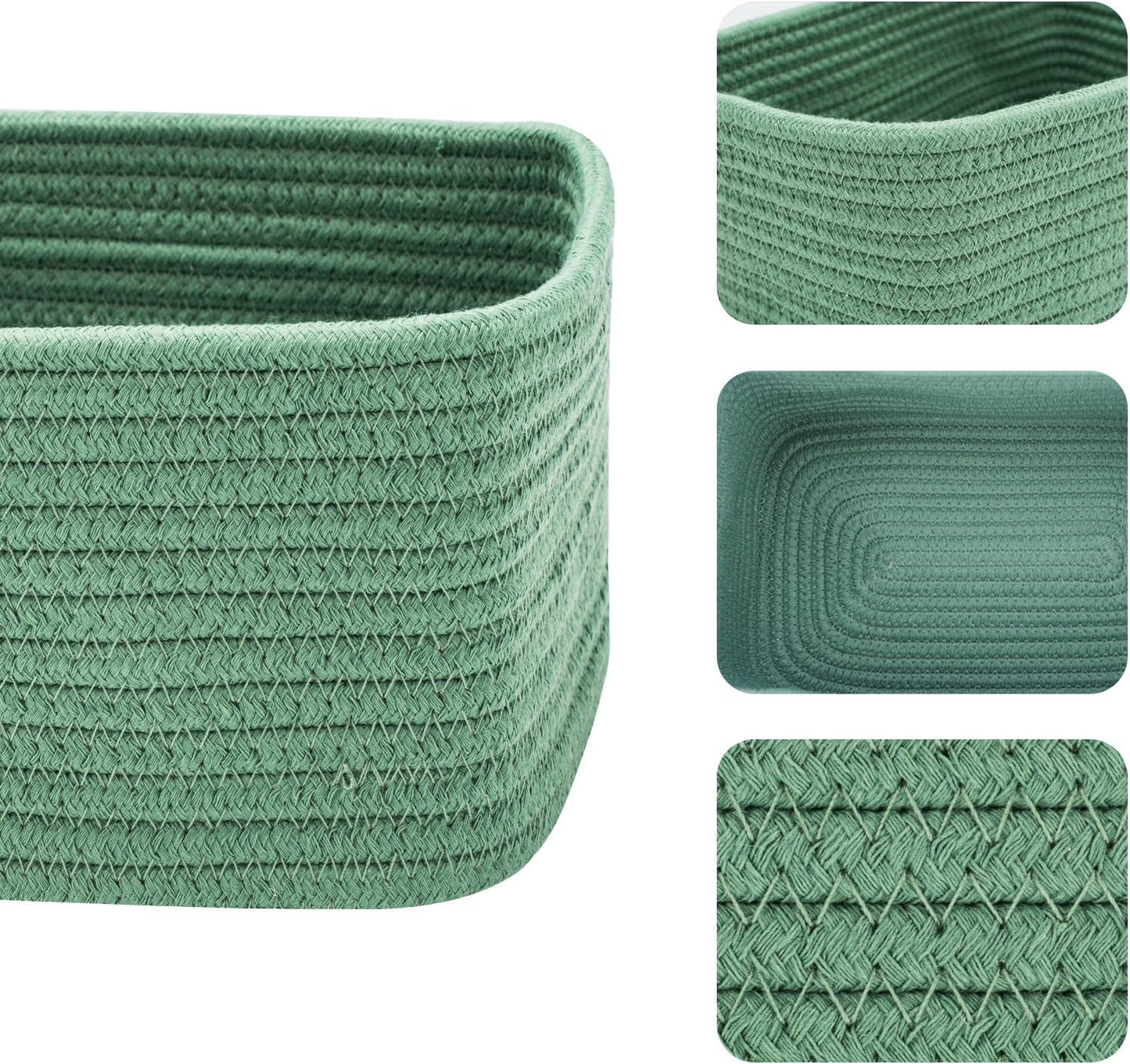 Woven Rope Baskets / L11.5xw7.5xh4.7 / Green / Set of 3