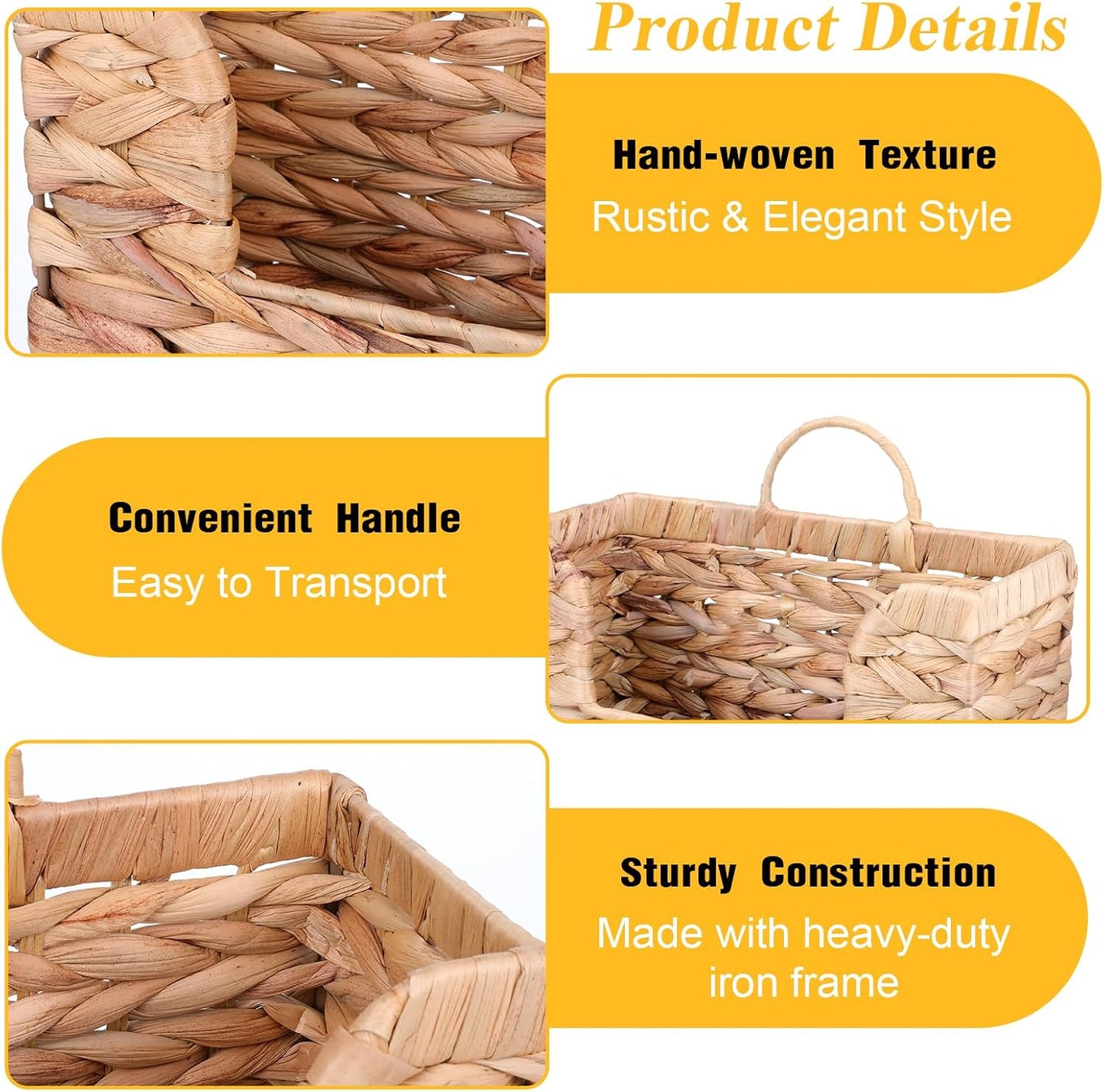 Woven Hanging Magazine Holder Water Hyacinth Magazine Basket Wall Mounted Woven Mail Organizer
