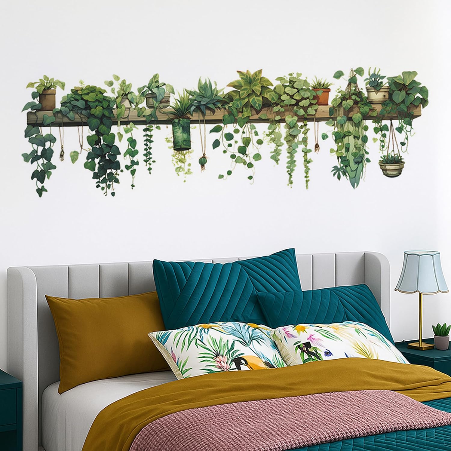Plant Wall Stickers Vinyl Wall Decals Removable Wall Clings Peel and Stick / 69.3 x 21.2 / Green
