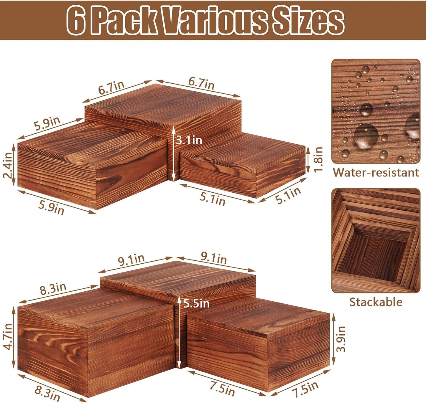 Wooden Buffet Risers and Stands / Set of 6