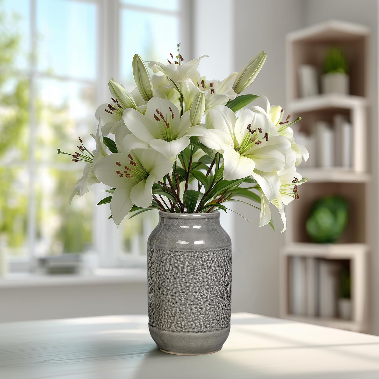 Ceramic Vase / Minimalist Decorative Vases for Flower / Gray / 9 Inch