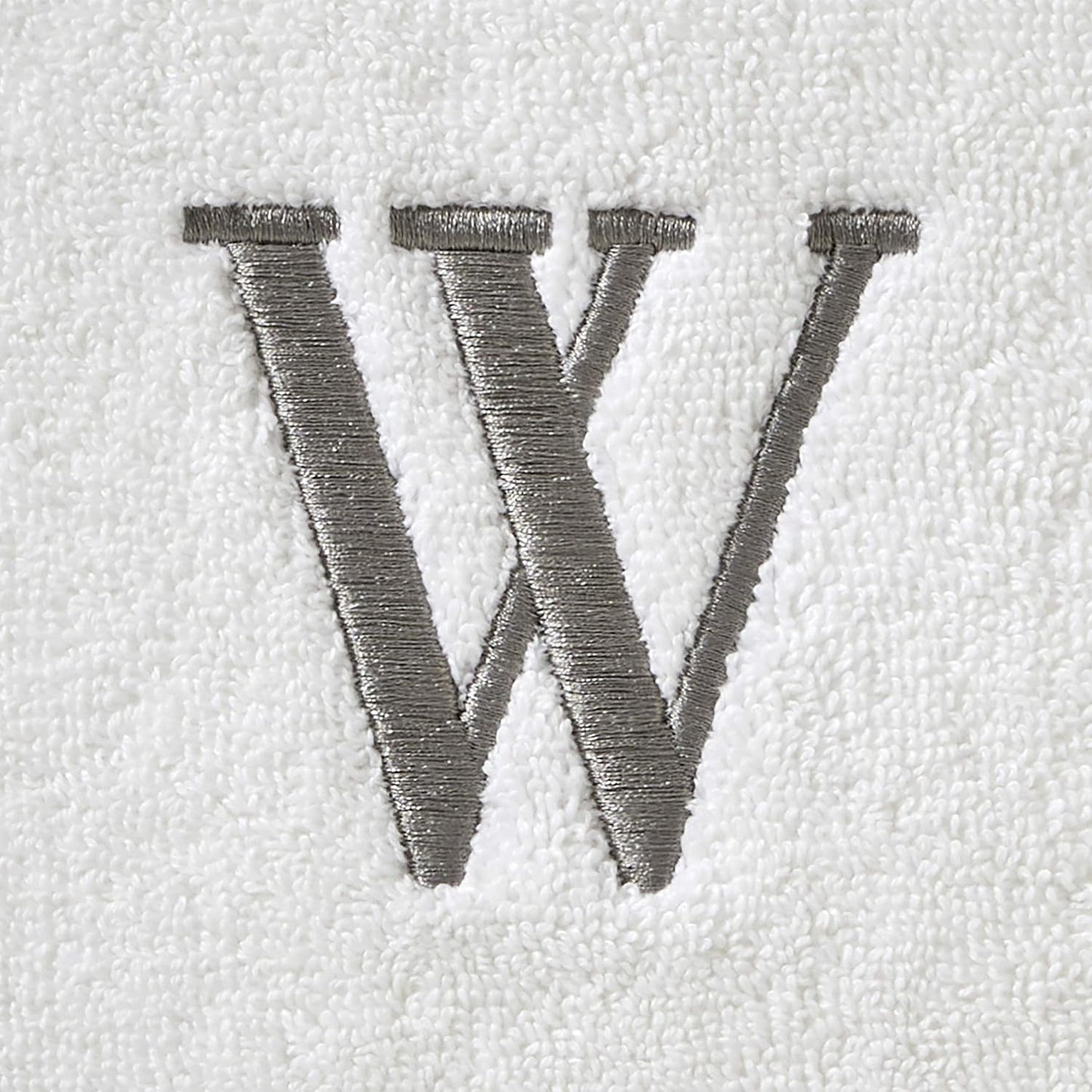 SKL Home Casual Monogram Hand Towel Set-2pc, Embroidered W, White | Available in letters A-Z. Personalized style for