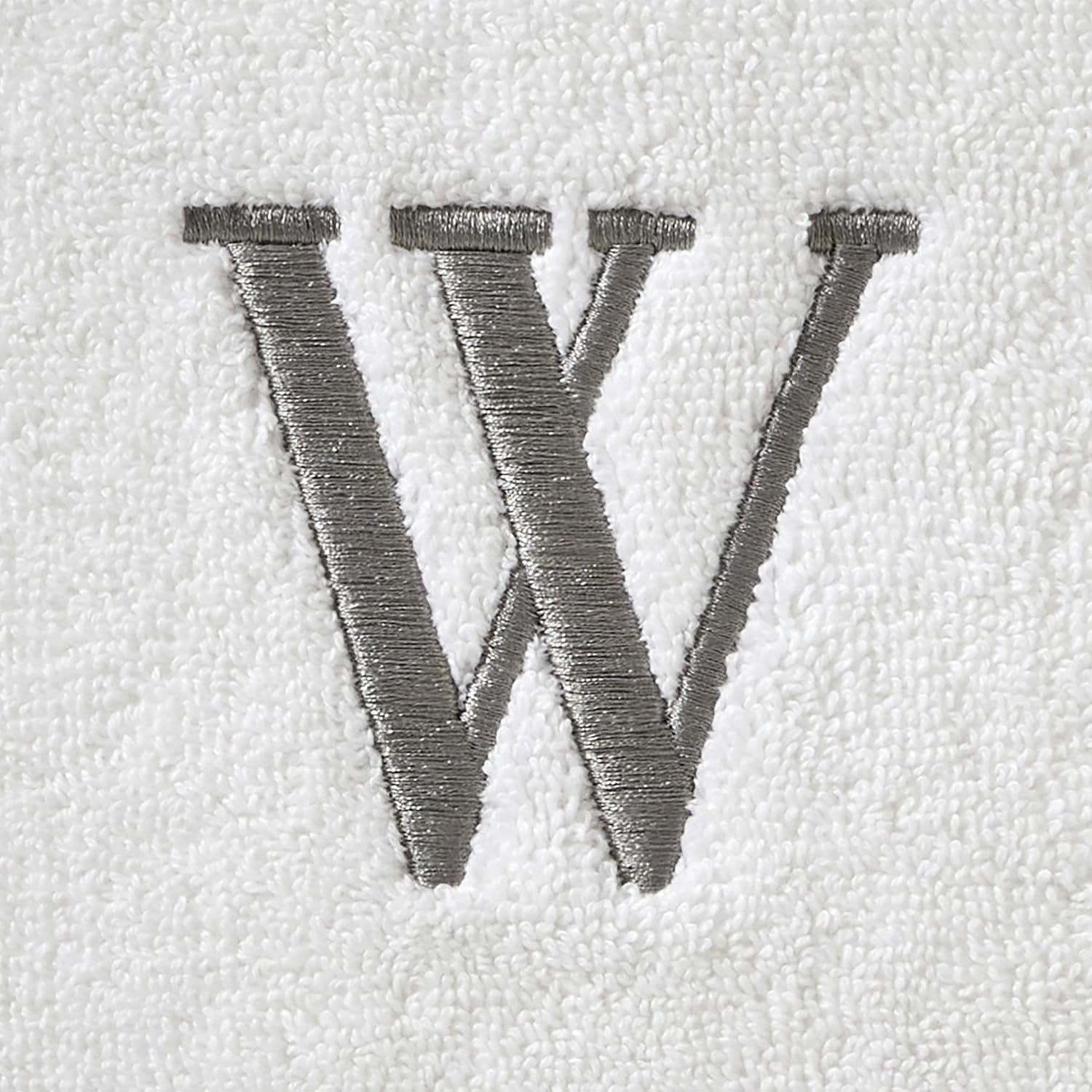 SKL Home Casual Monogram Hand Towel Set-2pc, Embroidered W, White | Available in letters A-Z. Personalized style for