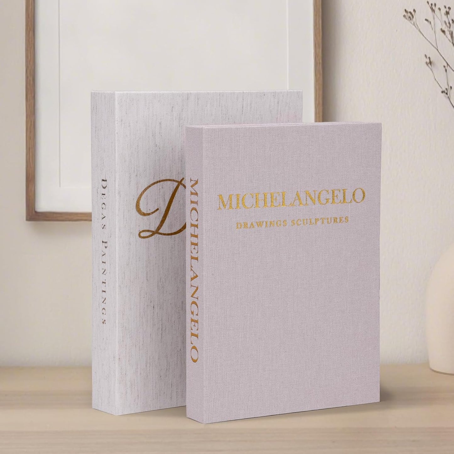 Linen Decorative Books / Linen & Ivory & Pink / Set of 3