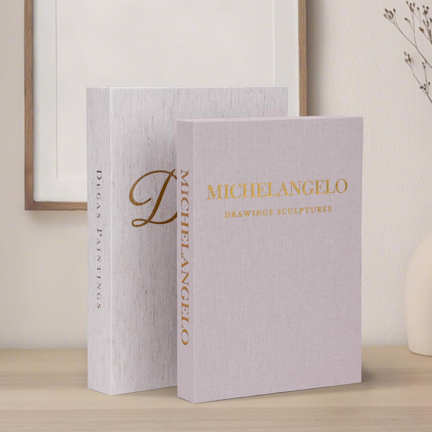 Linen Decorative Books / Linen & Ivory & Pink / Set of 3