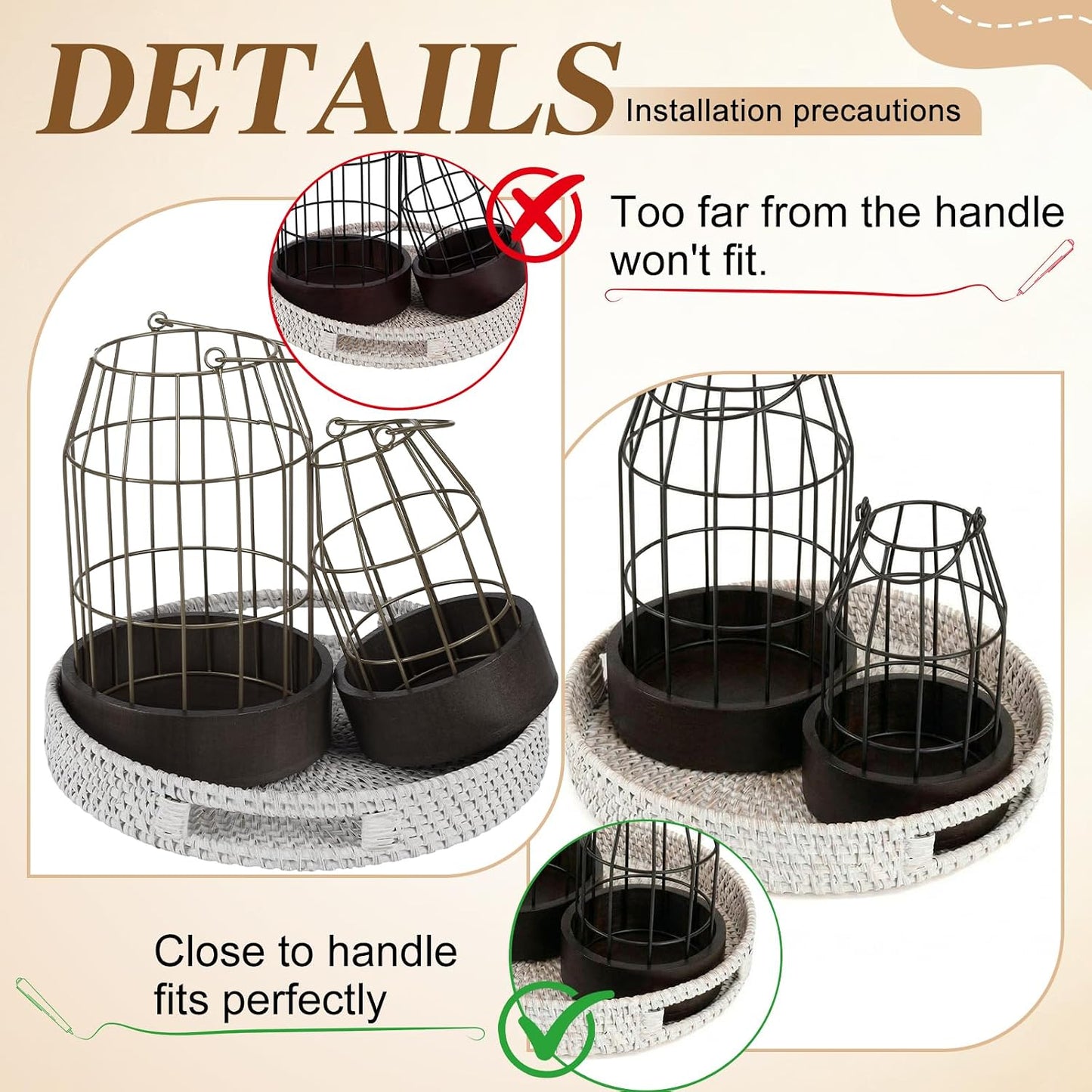 Mumufy 5 Pcs Candle Stands for Pillar Candles Metal,Large,Black, Brown | Decorative Lanterns Centerpieces with Tray for