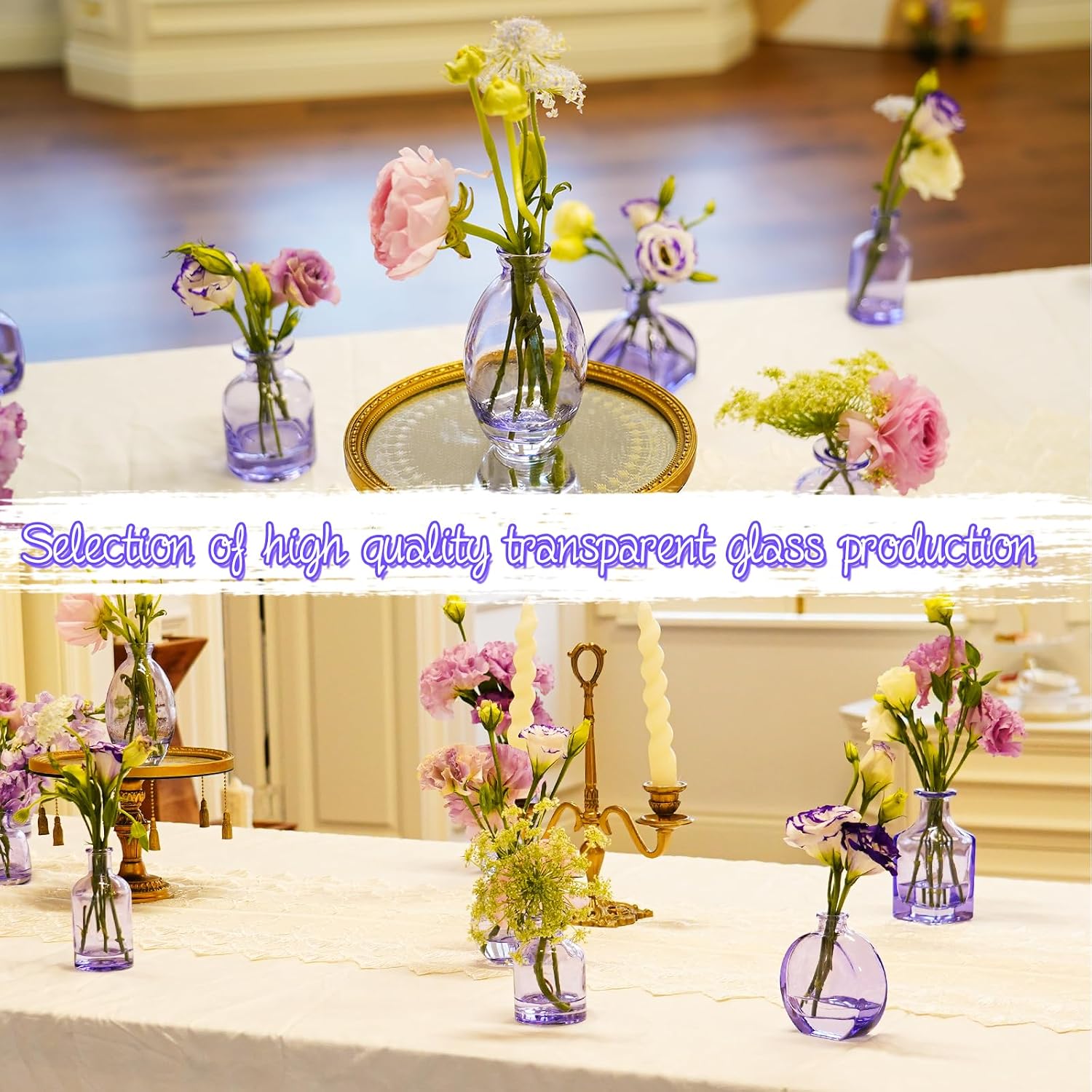 Glass Bud Vases / Purple / Set of 12