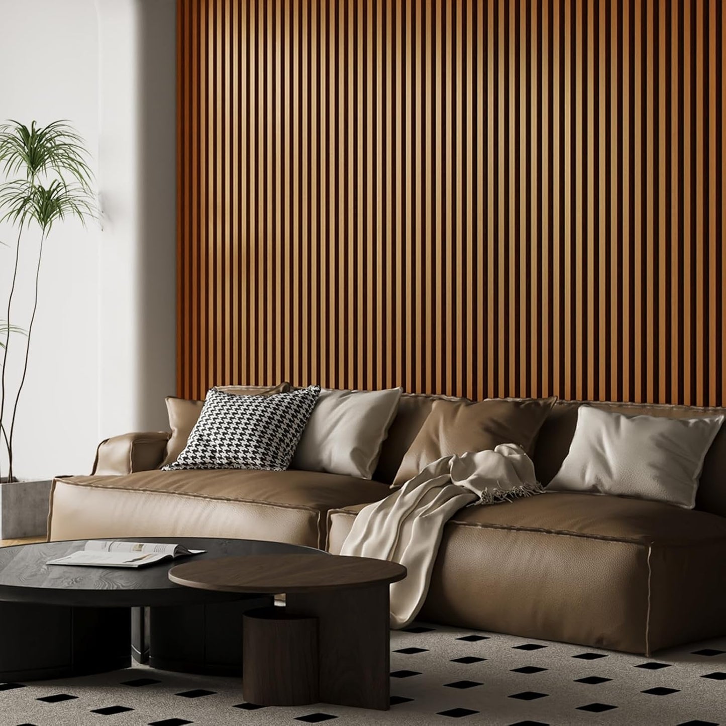 in Slat Acoustic Panel / 104 * 15.75 Inch / Teak / 104 x 15.75 / Set of 2
