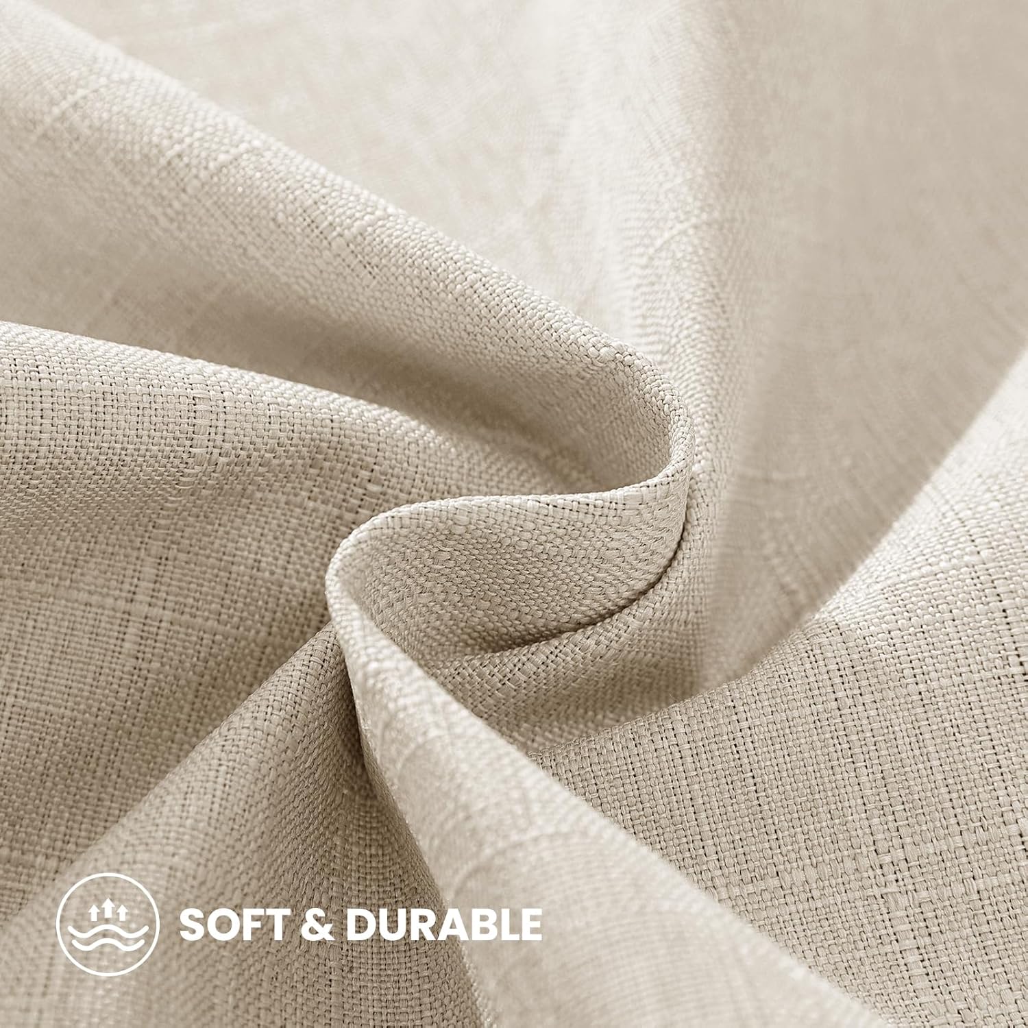 Faux Linen Pillow Covers / 18 x 18 / Beige / Set of 2