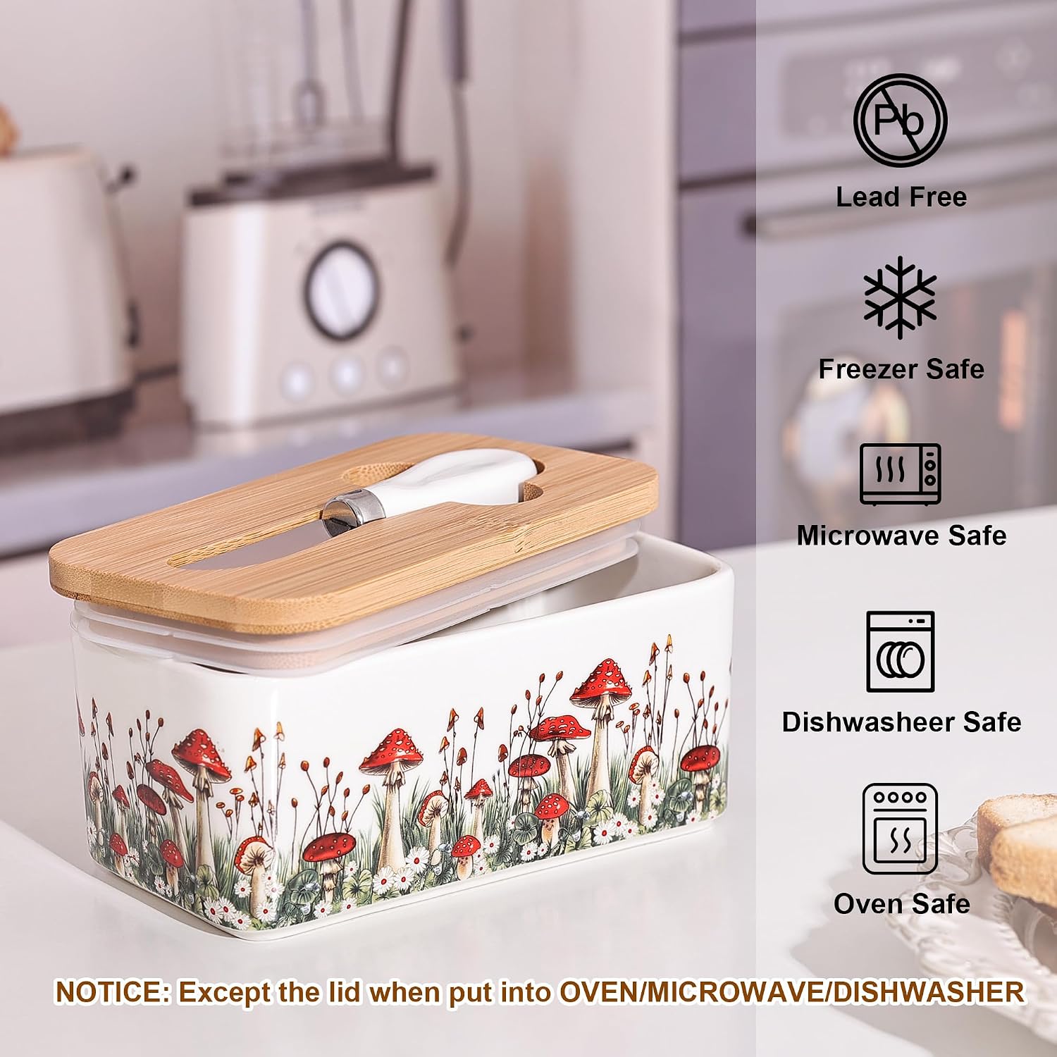 Ceramic Mushroom Butter Dish