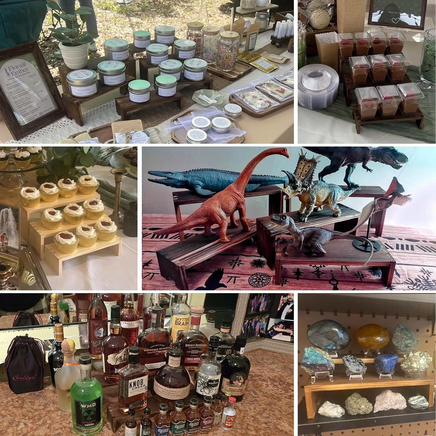Yikaroeli Large Wood Display Risers Wooden Cupcake Stand Cake Stands Dessert Food Buffet Display Stand for Vendor