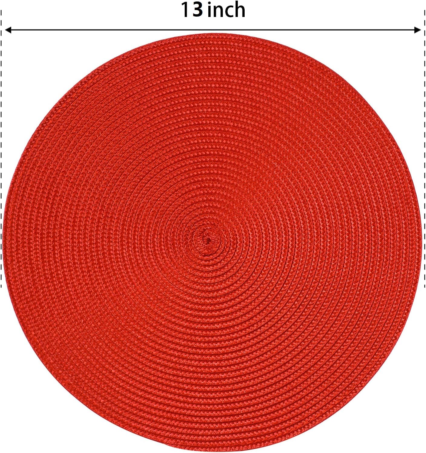 FunWheat Round Braided Placemats Set of 8 Place Mats for Dining Table Woven Washable Non-Slip Table Mats 15