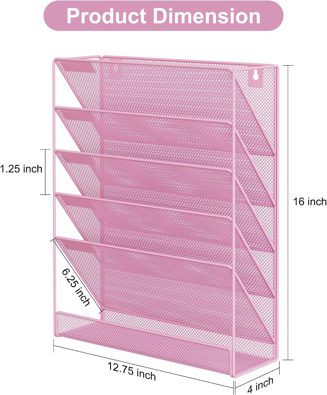EasyPAG 5 Tier Wall File Holder, Mesh Hanging Folder Organizer with Classify Label, Versatile Desk File Holder