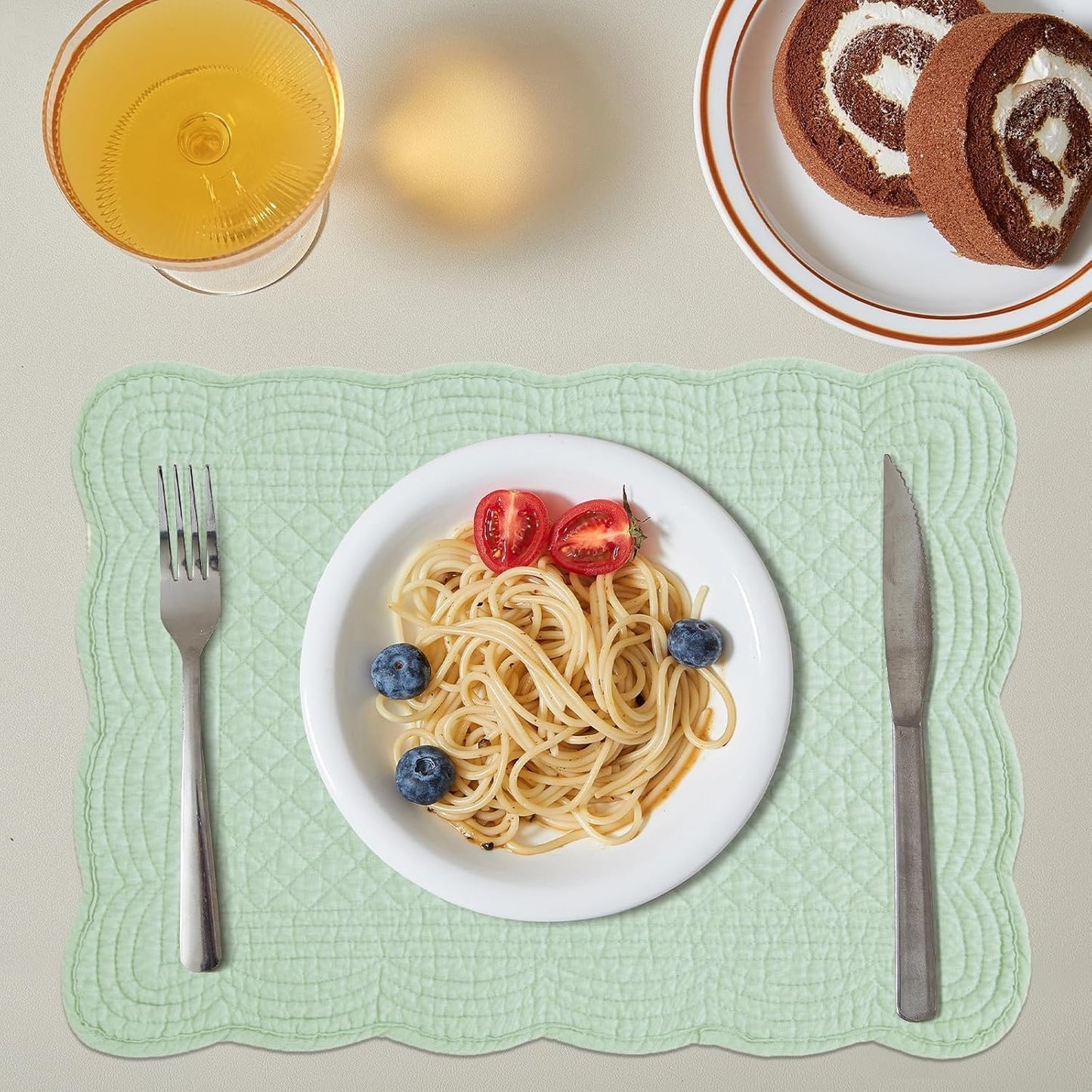 HOMBYS Quilted Placemats Set of 4 Washable-Rectangular Placemats for Kitchen Table-100% Cotton Fabric Rectangular Table