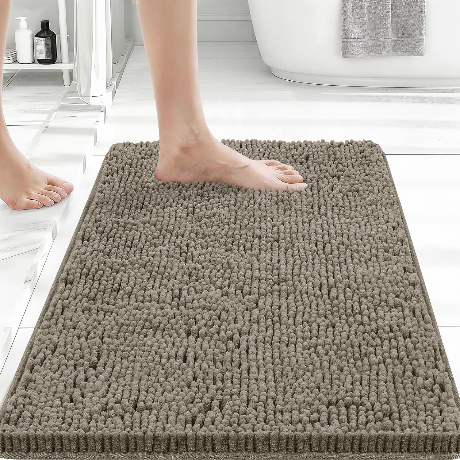 OLANLY Bathroom Runner Rugs 47x24, Extra Soft Absorbent Chenille Bath Rugs