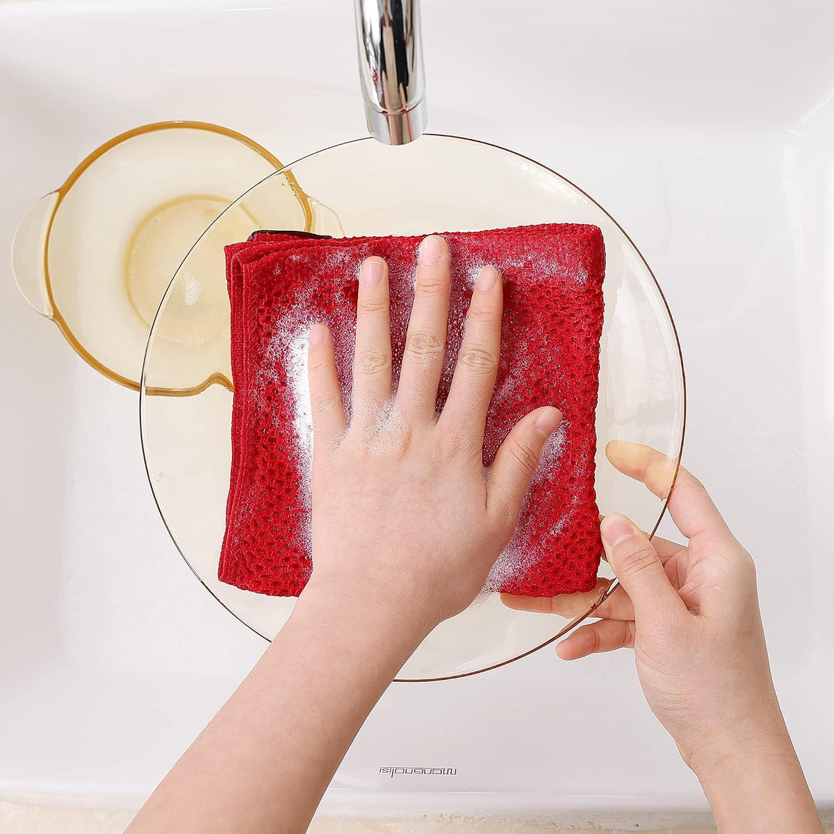 Homaxy 100% Cotton Waffle Weave Kitchen Dish Cloths 24-Pack, Red | 12 x 12 Inches, Ultra Soft Absorbent Dish Towels